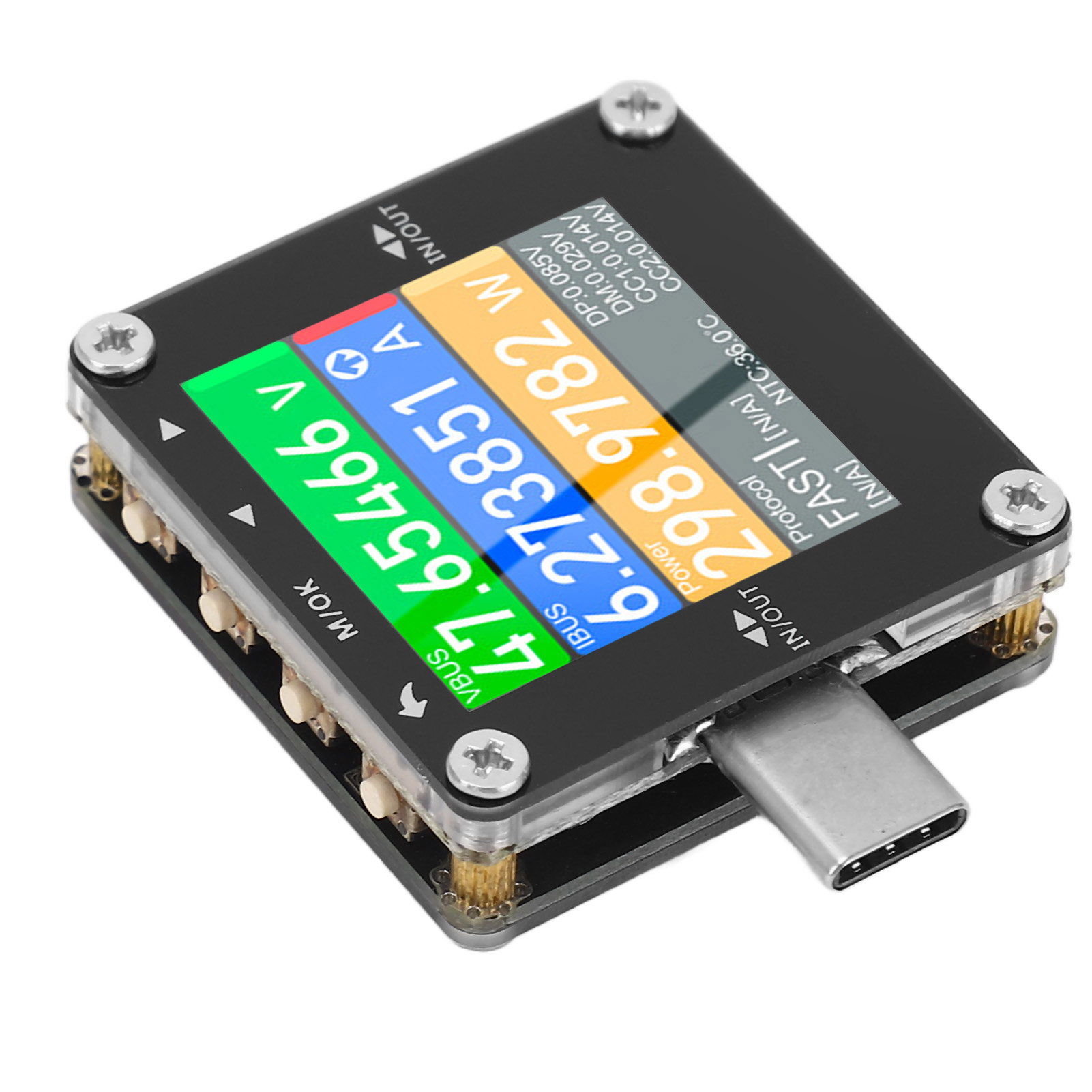 Usb-typ-c-voltmeter Mit Digitalanzeige, Pd-qc-leistungstester, 0–50-v-messung, Schnellladeprotokollerkennung, Kabelzähler