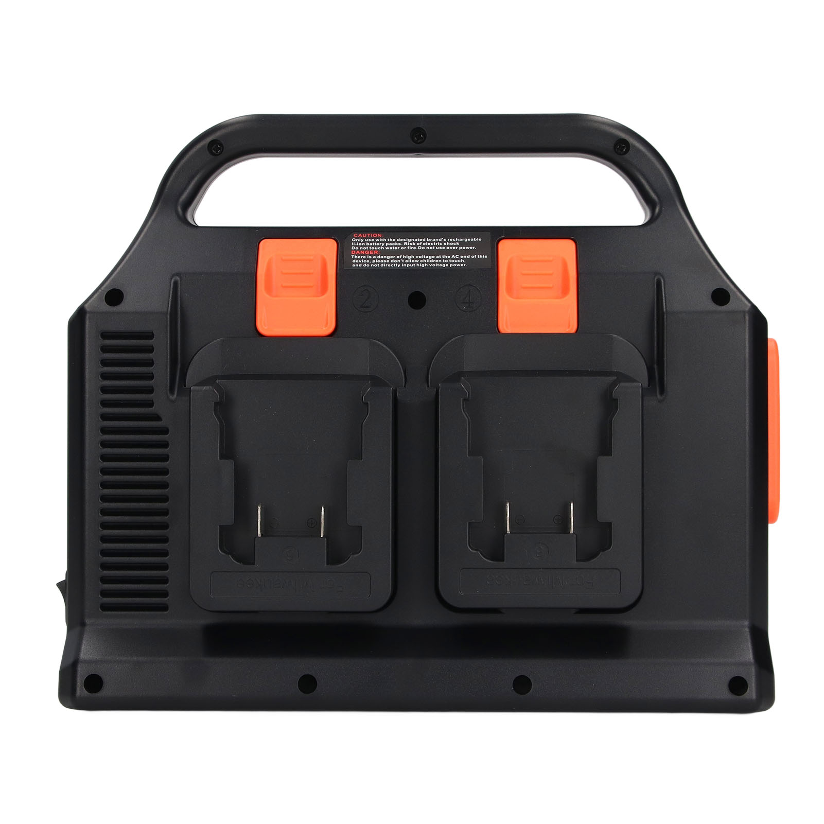 Tragbarer 300-w-wechselrichter Mit Integriertem Akku, Kompatibel Mit 18-v-batterien, 110–120 V Ac Ausgang, Led-leuchte, Orange