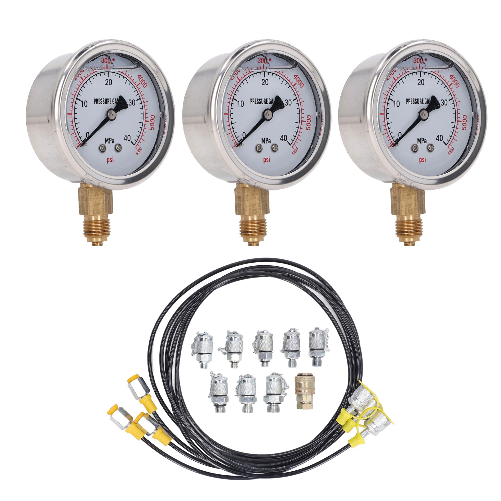Präzises Tragbares Hydraulikdruckprüfset 25 40 60 Mpa, Manometer Mit 8 Anschlüssen Für Bagger