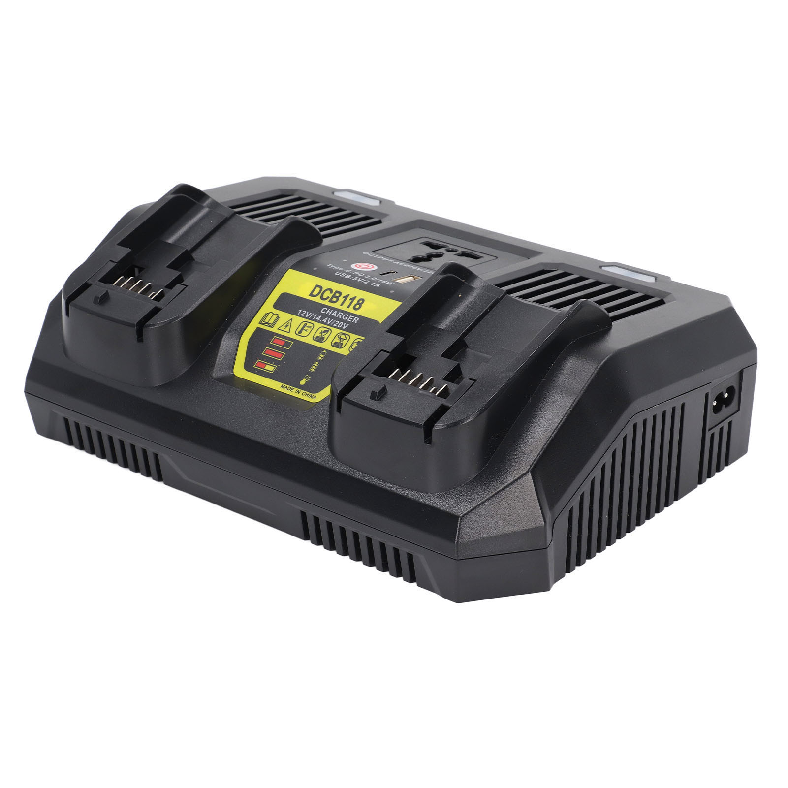 Doppel-akkuladegerät Für 12v, 14,4v Und 20v Lithium-ionen-akkus, Lade- Und Entladestation Mit Haltefunktion, 100–240v Eu-stecker