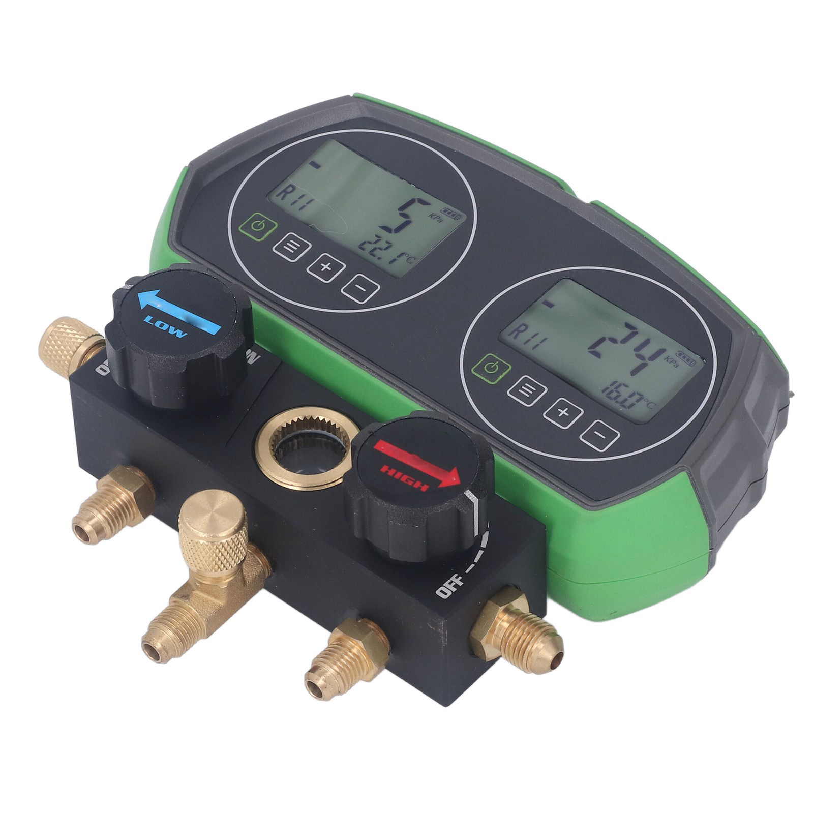 Digitales 2-ventil-manometer Für Hlk-systeme, Leckageprüfgerät Mit 3 Schläuchen, Klimaanlagenwerkzeug.
