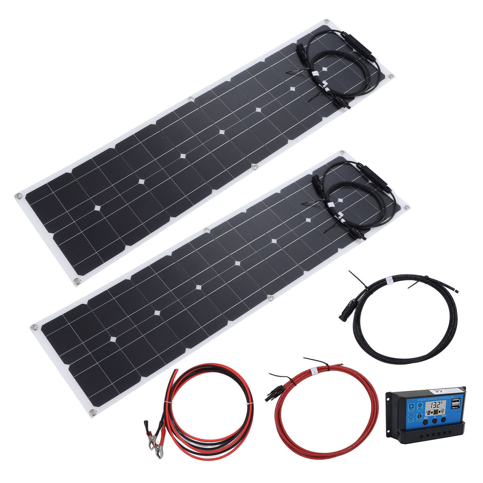 50-w-18-v-solarpanel-set Mit 40-a-regler, 2 X 5-v-2-a-usb-anschlüssen, Tragbares Ladegerät Für Zuhause Und Wohnmobil