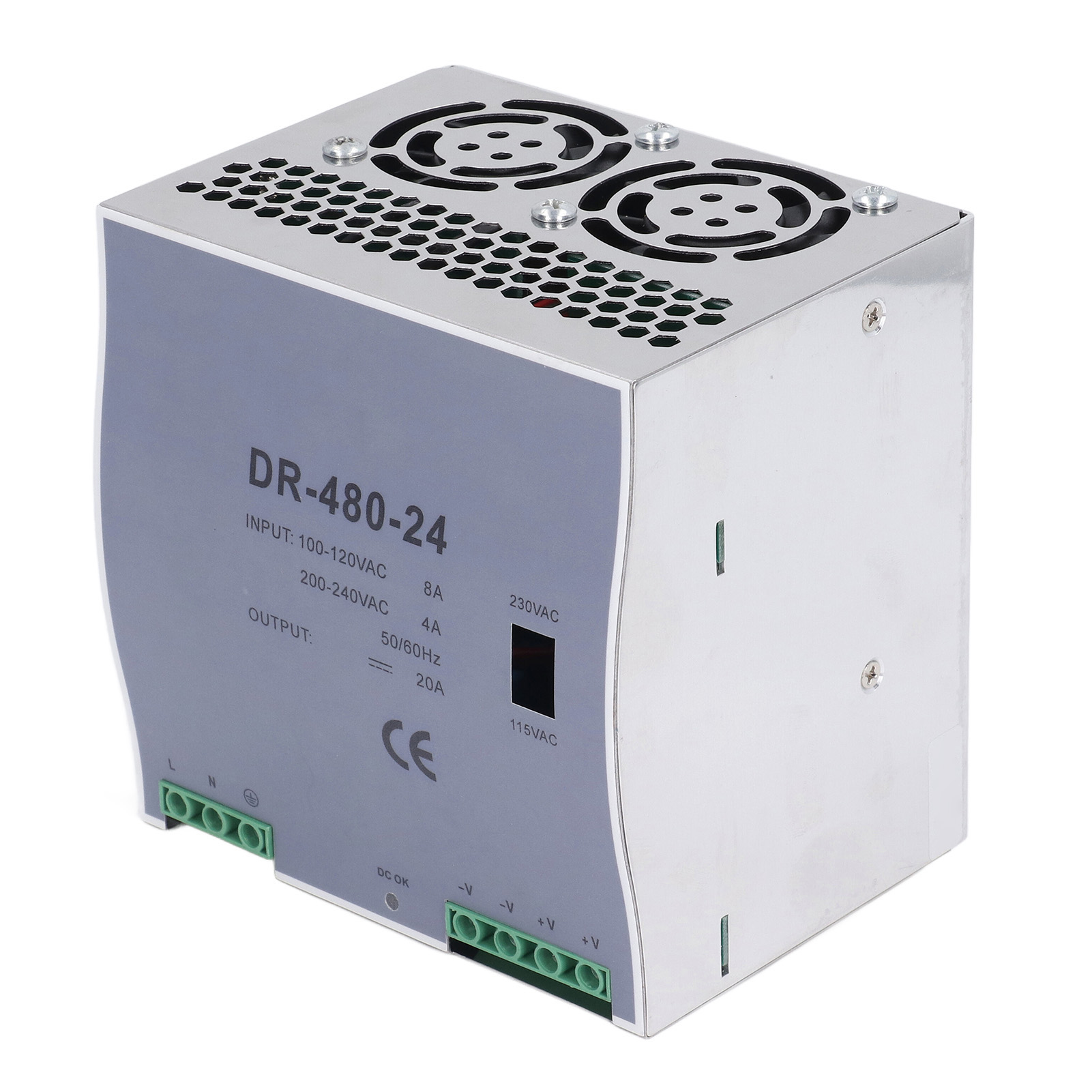 480w 24v Dc Netzteil, Din-schienen-ac/dc-wandler, Universalspannung 100-240vac, Einzelausgang, Industrielles Schaltnetzteil, Schienenmontage.