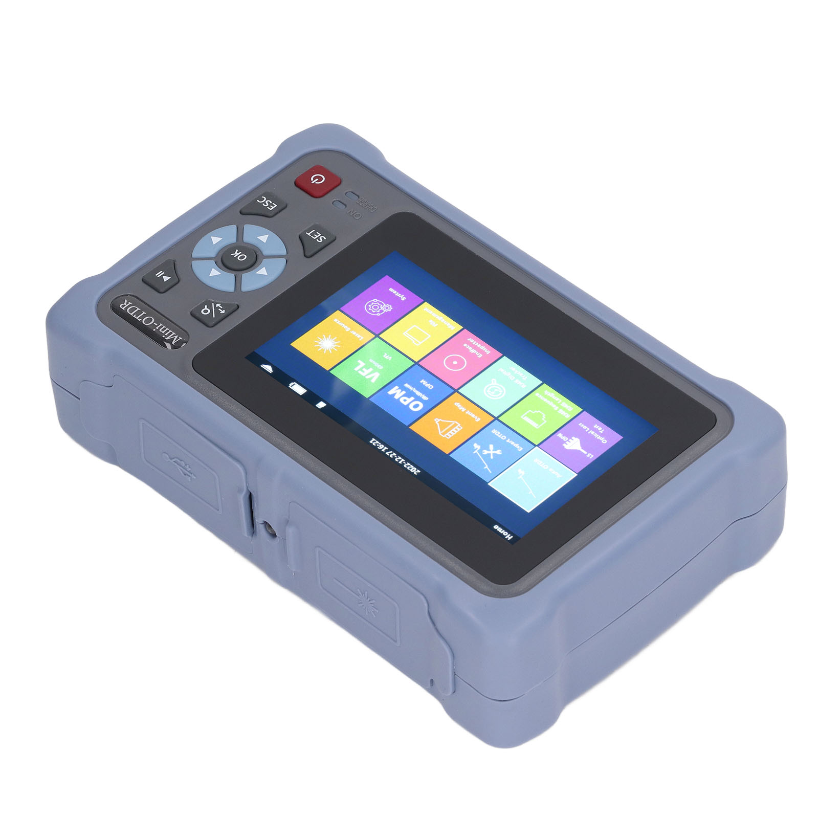 100-km-otdr-lichtwellenleiter-tester, 12-in-1-otdr-gerät (optisches Zeitbereichsreflektometer), 4,3-zoll-touchscreen, 110–240-v-netzteil, Eu-stecker