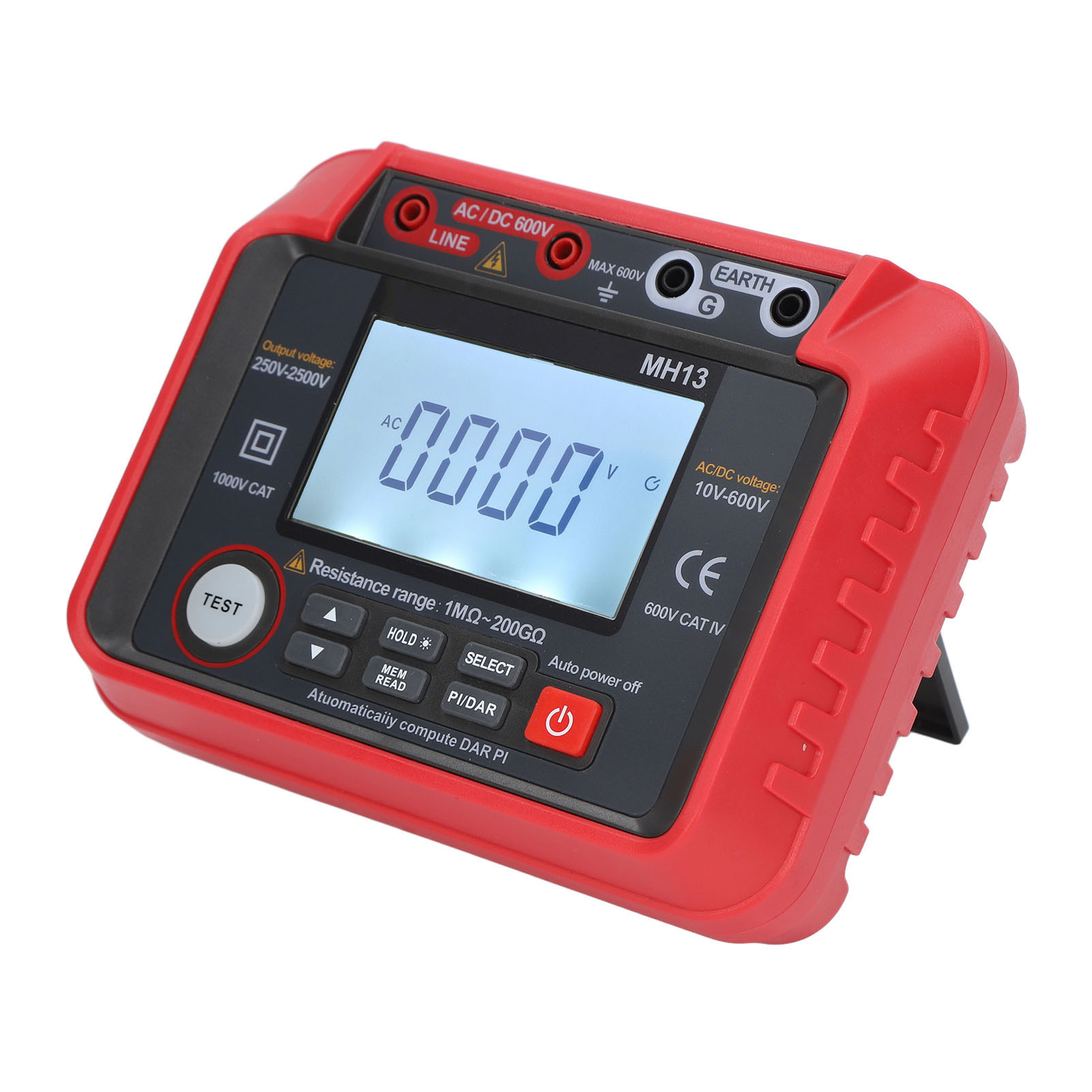 Isolationswiderstandsmessgerät, Präzise Ac/dc-spannungsmessung, Automatische Entladung, Rotes Digitales Ohmmeter, Professionelle Elektrische Diagnose.