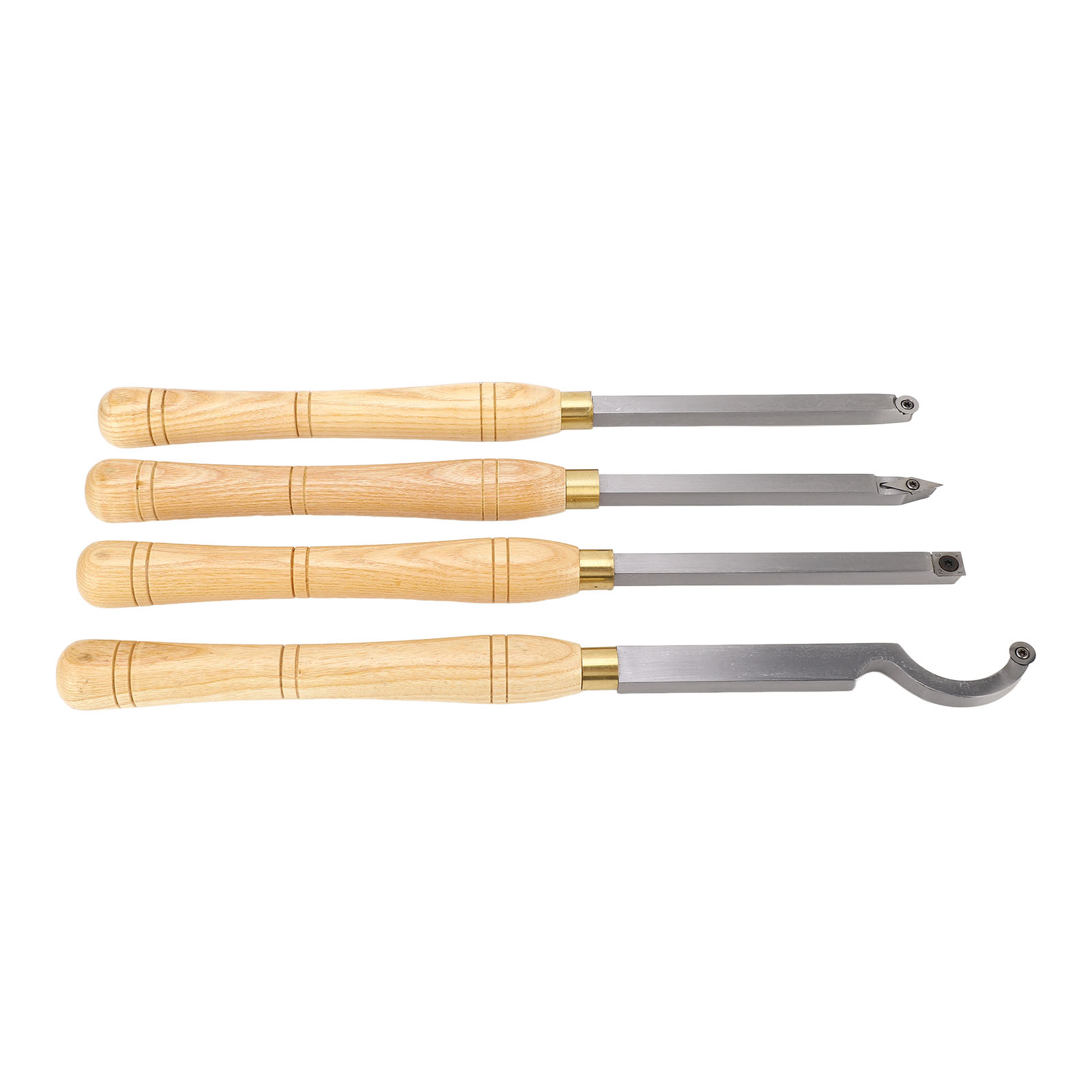 Set Aus 4 Holzmeißeln Für Die Drehbank, Präzise Und Stabile Drechselwerkzeuge, Handgriff, Professionelles Holzbearbeitungszubehör.