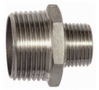 Doppelgewindenippel, reduzierend, Sechskant, R 1.1/4", R 3/4", Edelstahl 1.4408