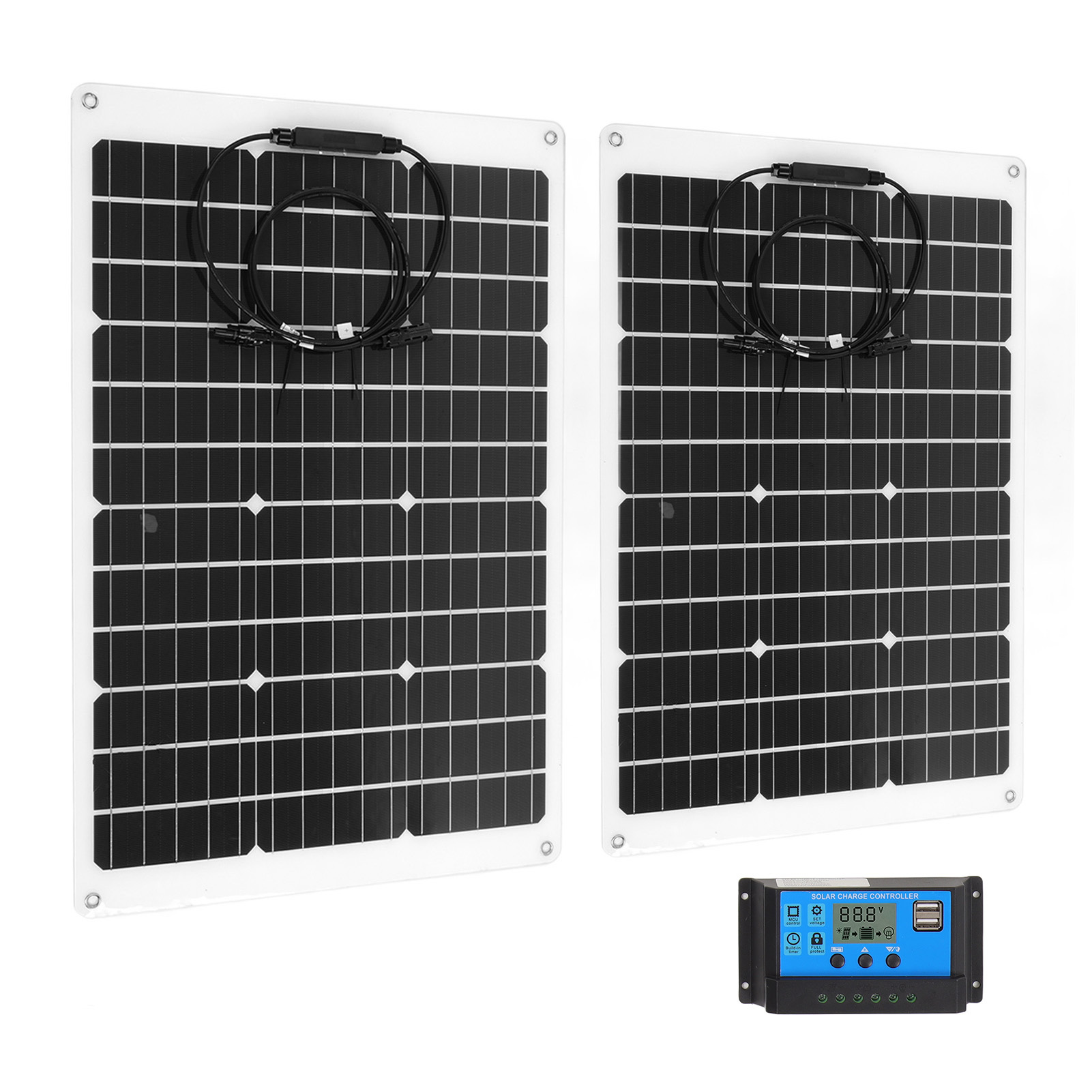 140w Wasserdichtes Monokristallines Flexibles Solarpanel-set Mit Verpolungsschutz Und 12v-batterieladegerät, Zur Verwendung In Wohnmobilen Und Vans