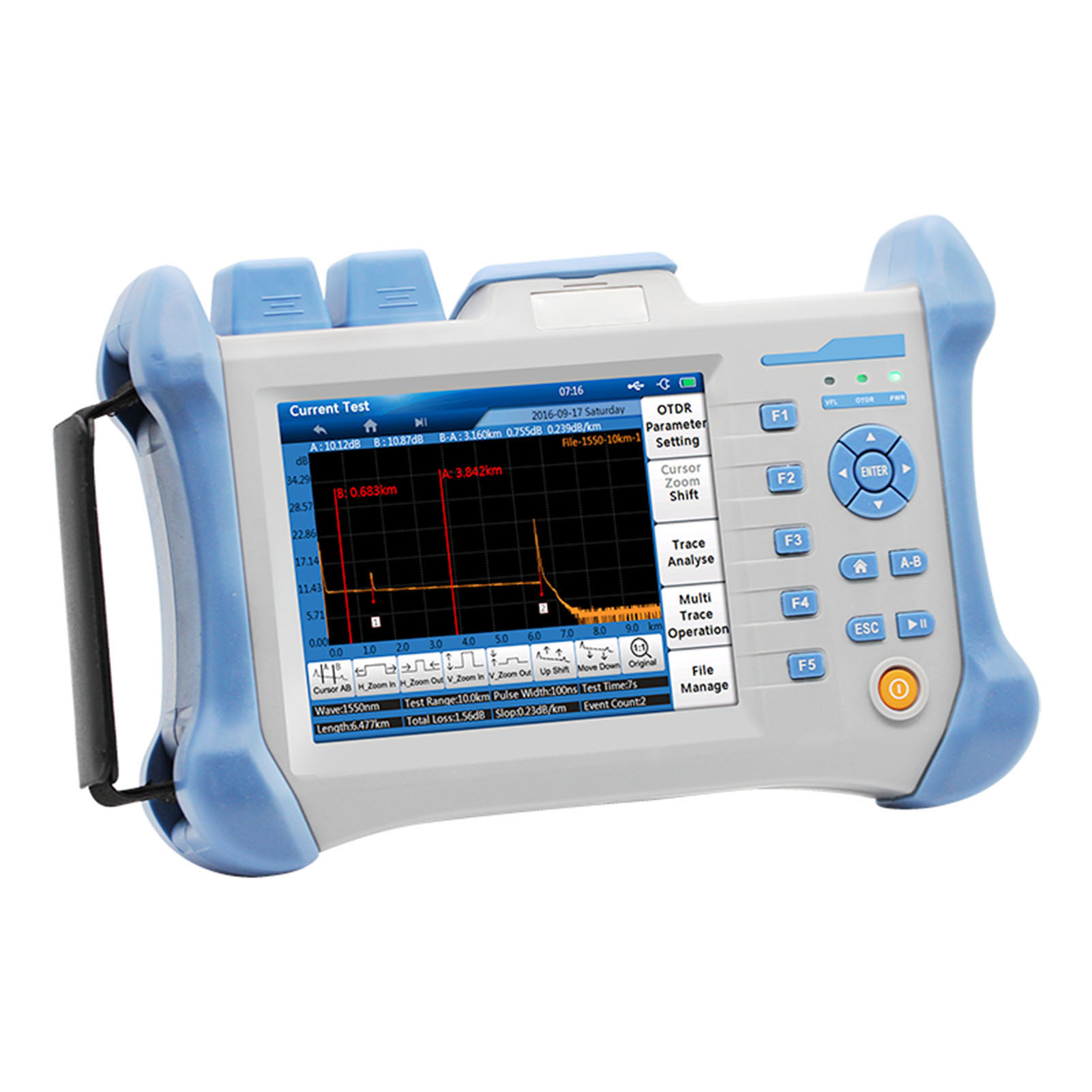 Otdr Tmo300 Glasfaser-tester, 5,6-zoll-optisches Reflektometer, Blau, 110-240v Eu-stecker, Glasfasernetzwerkdiagnose.