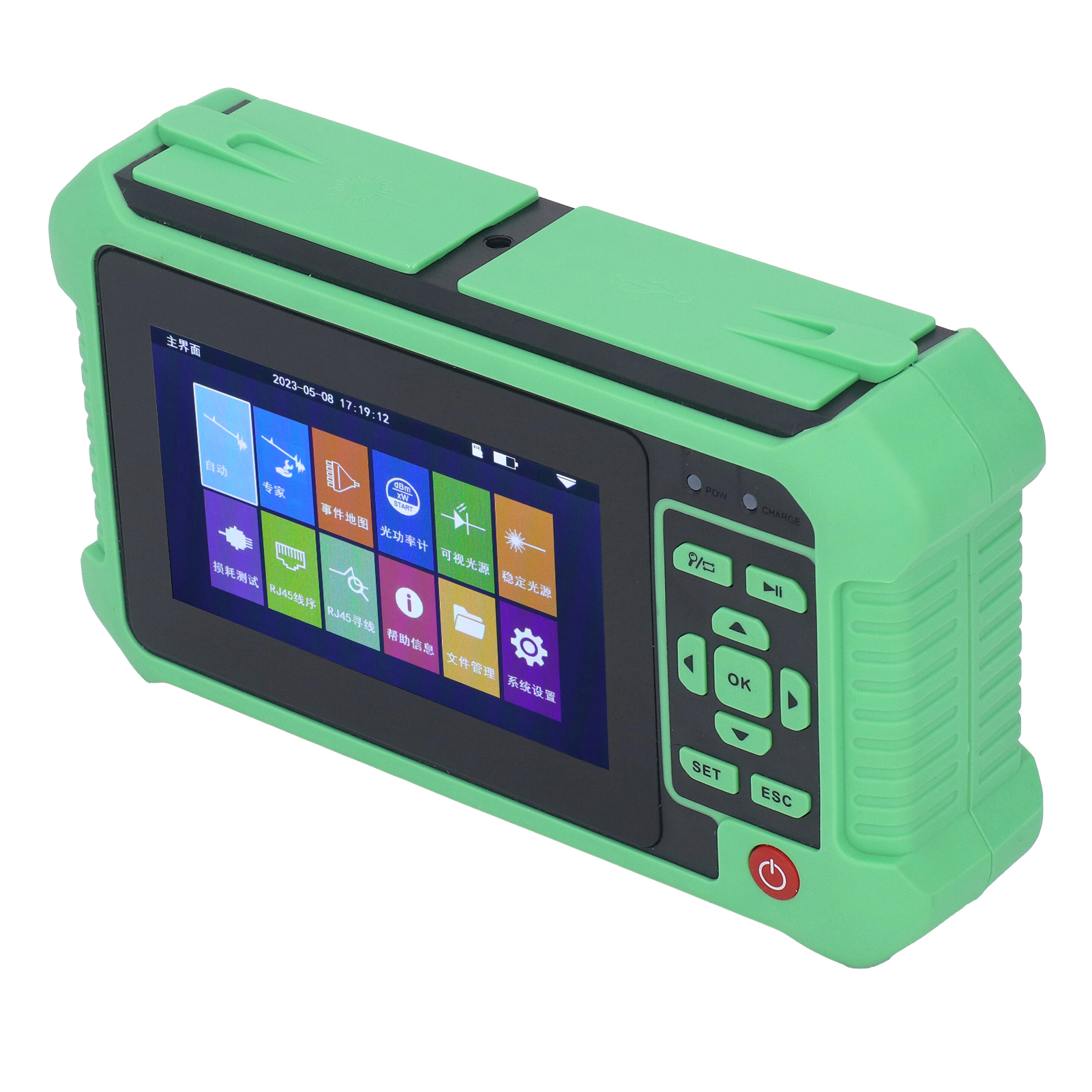 Multifunktions-otdr (optisches Zeitbereichsreflektometer) Mit 4,3-zoll-touchscreen, Automatischer Analyse, Glasfasertester, 100–240-v-netzteil, Eu-stecker