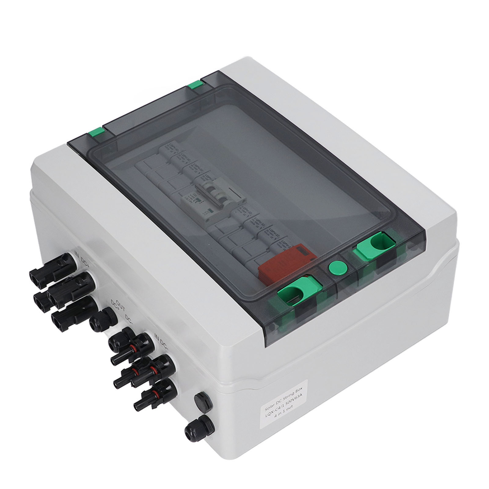 4-fach Solar-anschlussdose, Ip65 Wasserdicht, 15-a-sicherungen, 63-a-überspannungsschutz, Dc 500 V, Für Photovoltaikmodule, Anschlussdose Mit Schutz