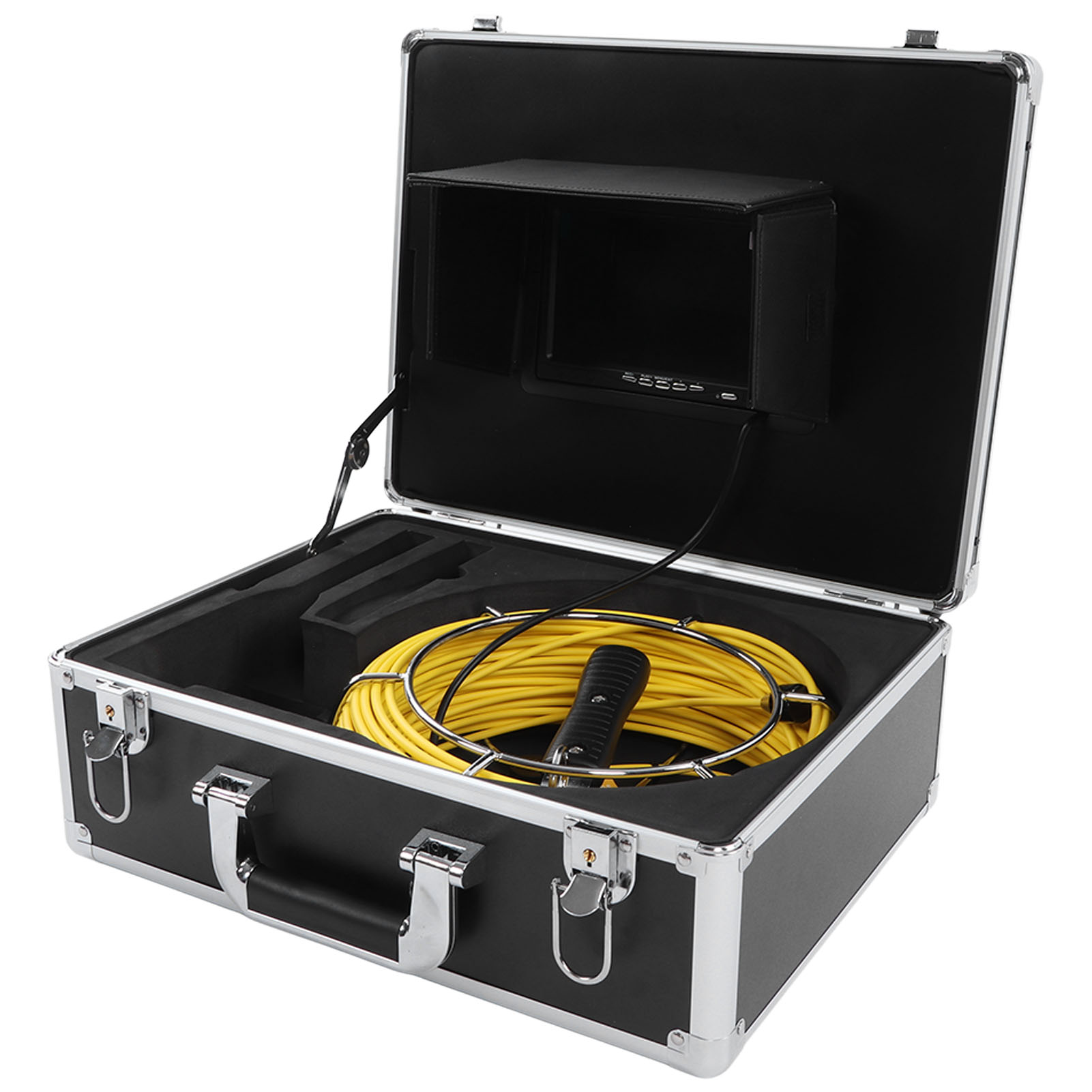 7-zoll-rohrinspektionskamera, 512-hz-sender, 12 Wasserdichte Leds, Rohrsucher, Lcd-bildschirm, 100–240-v-eu-stecker