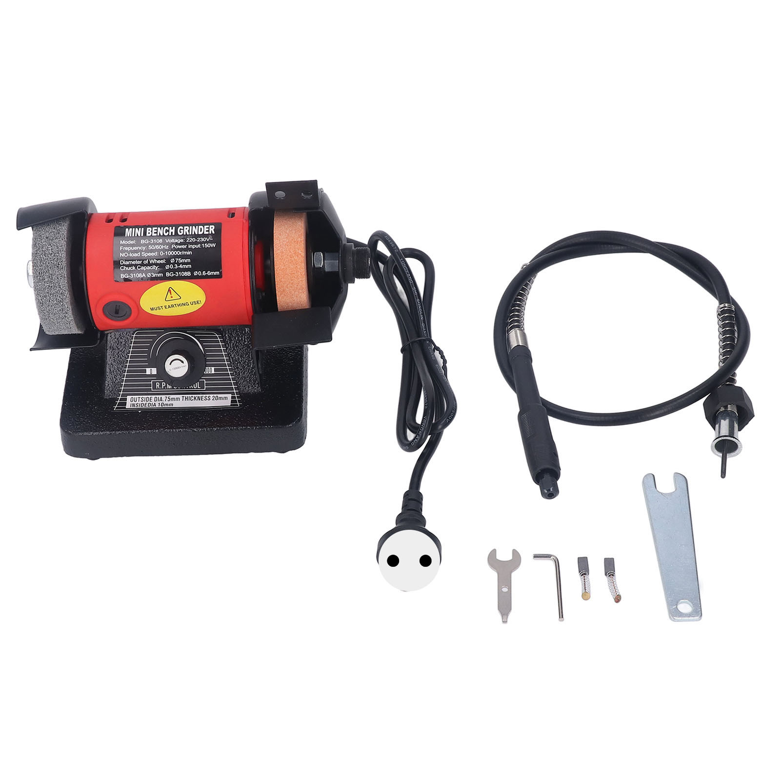 150-w-tischschleifmaschine, Elektrische Polier- Und Graviermaschine Mit Flexibler Welle, 220-230 V, 0-10000 U/min, Eu-stecker, Professionelles Werkzeug.