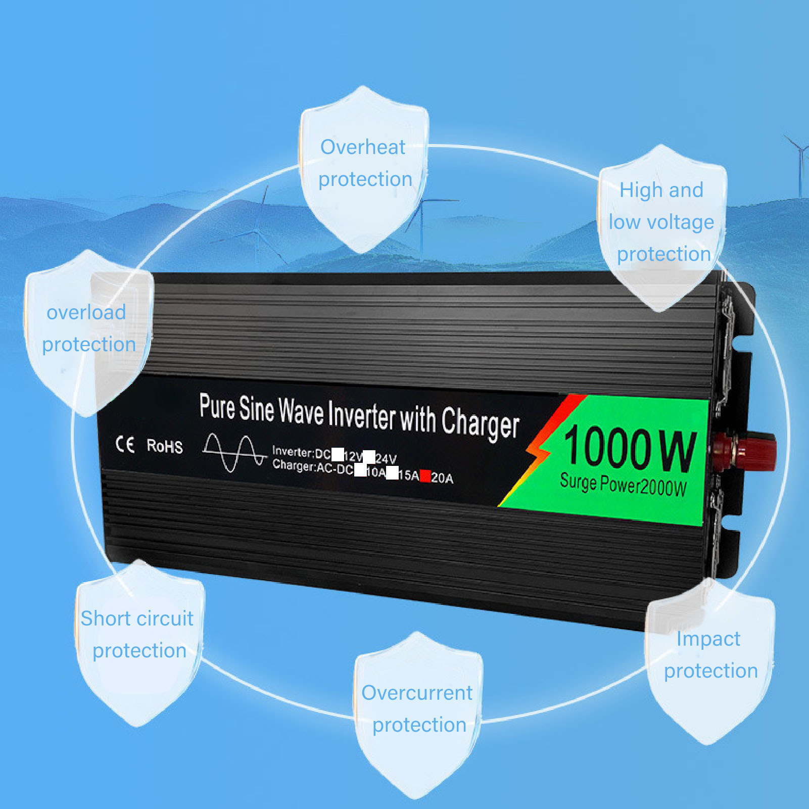 1000-w-sinus-wechselrichter/usv-ladegerät Mit Led-lcd-anzeige, 220-v-eu-stecker, 24 V Auf 220–240 V, Für Auto, Boot, Lkw, Reisen Und Camping