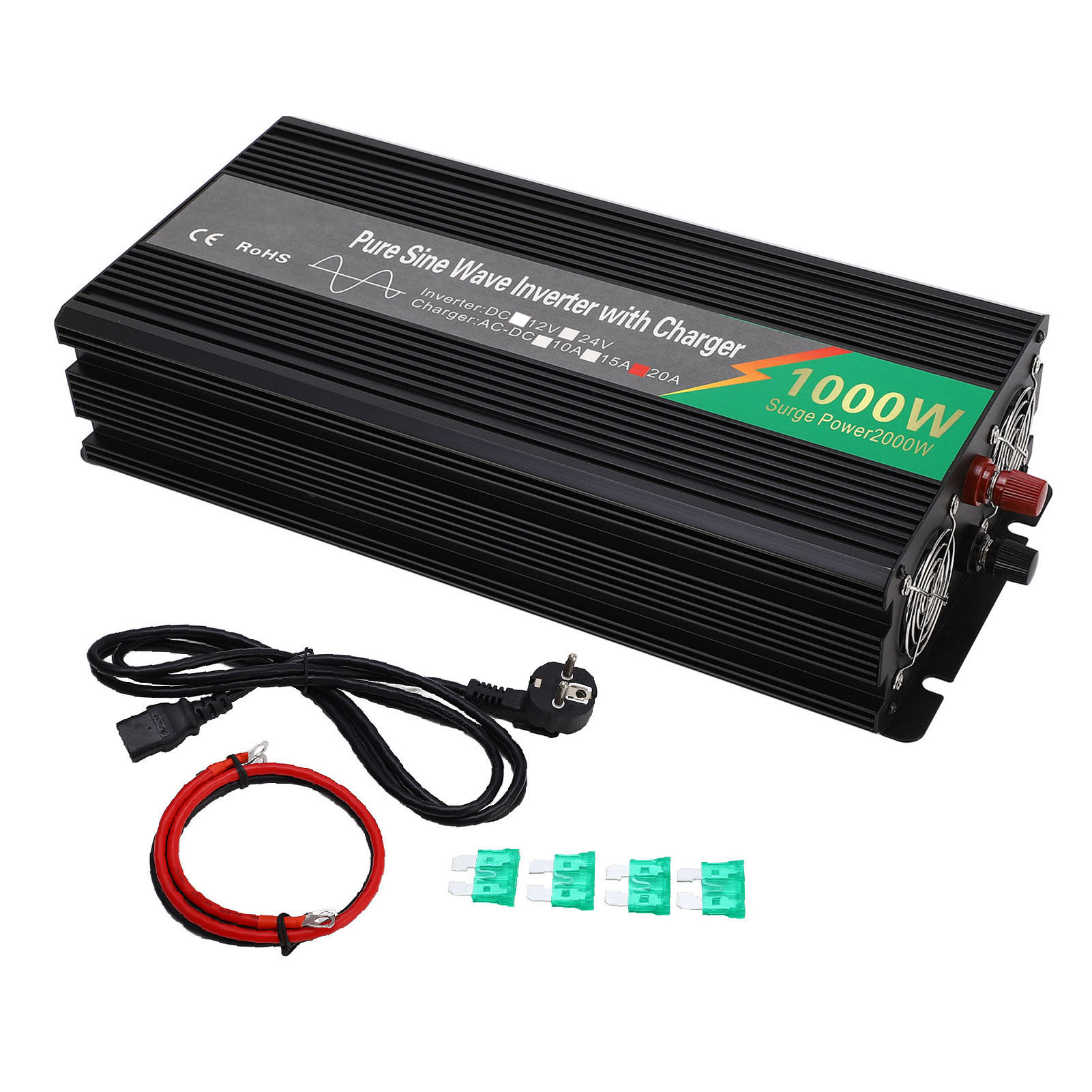 1000-w-sinus-wechselrichter/usv-ladegerät Mit Led-lcd-anzeige, 220-v-eu-stecker, 12 V Auf 220–240 V, Für Auto, Boot, Camping Und Reisen