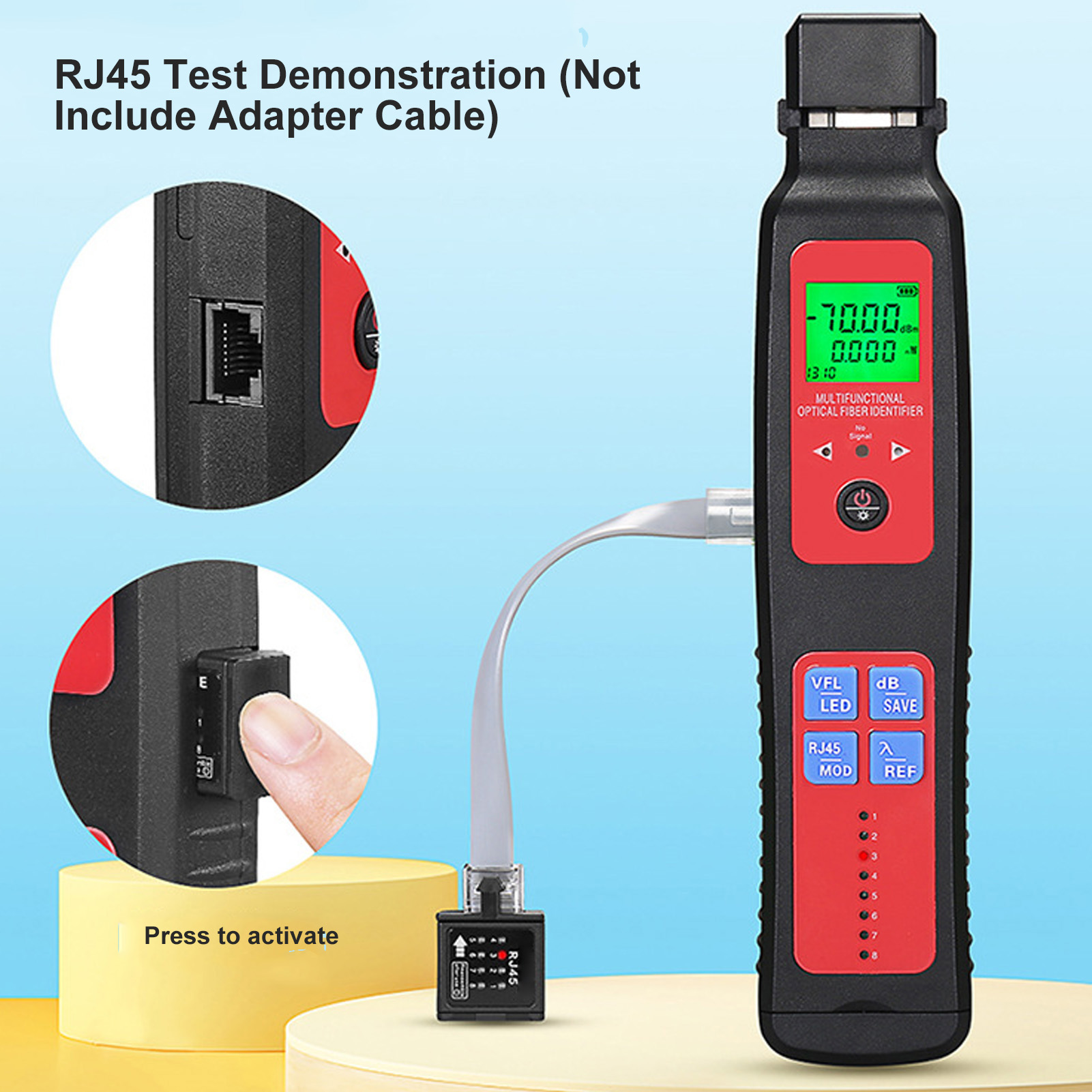 5-in-1 Glasfaserdetektor, Rj45-netzwerktester Mit -70 Dbm Leistungsmessung, 10 Km Vfl- Und Led-licht, Kabeldiagnosegerät