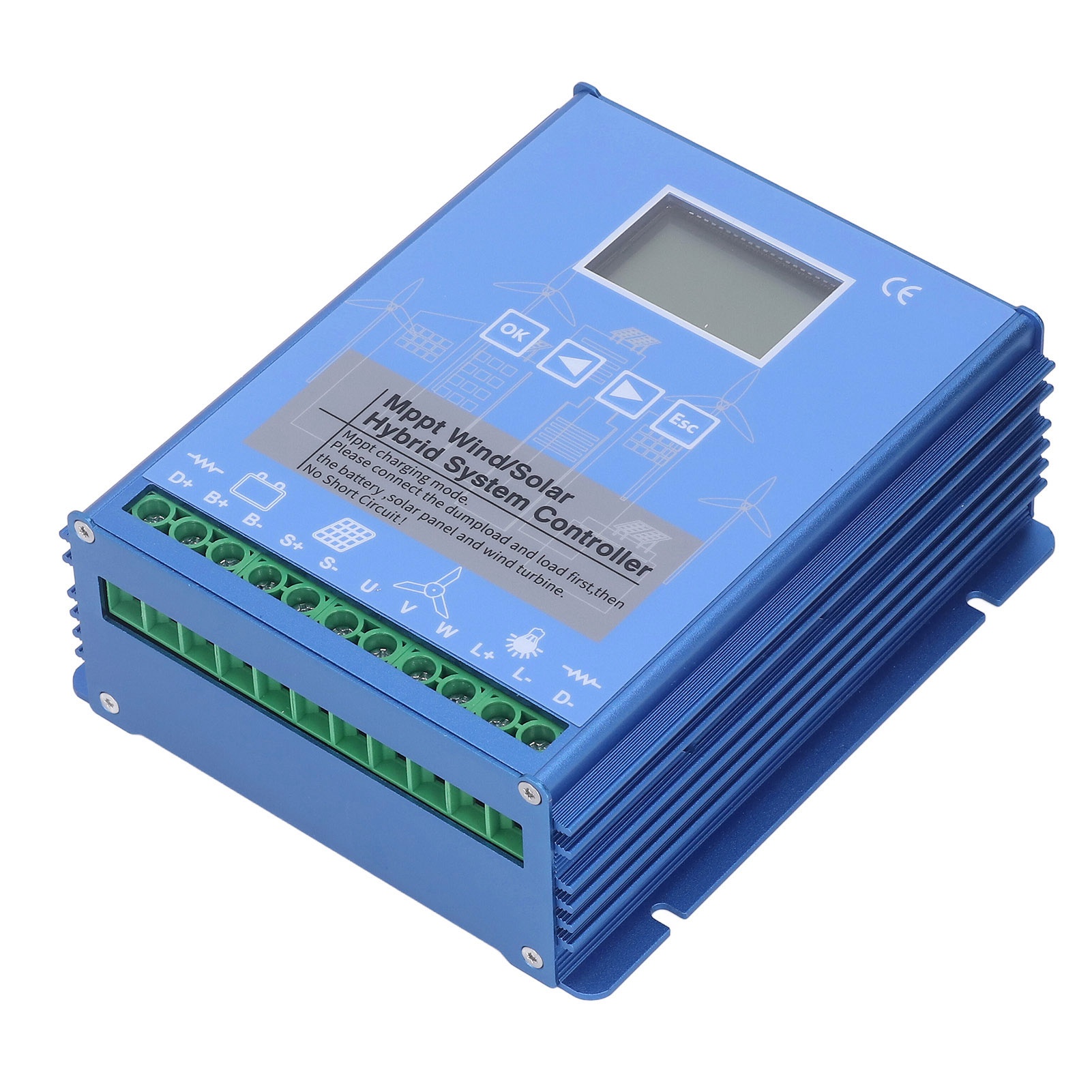 Hybrid-wind-/solar-mppt-boost-regler, 12 V/24 V, Lithium-bleiakku, Bluetooth, Blau, 1010 Kω
