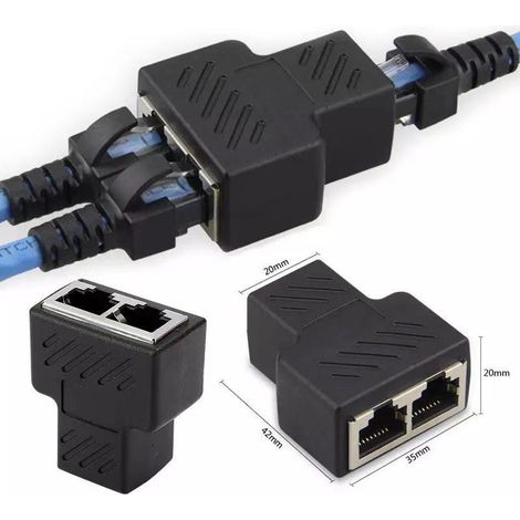 X Rj45-splitter-adapter, 1 Auf 2 Ports (buchse Auf Buchse), Internet-verlängerungskabel, Unterstützt Cat5-, Cat5e-, Cat6-, Cat6e- Und Cat7-ethernetkabel, Schwarz