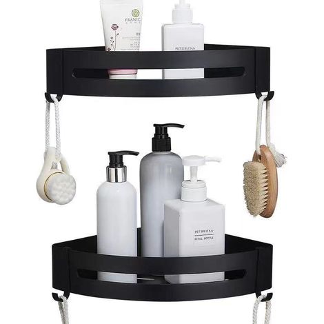 Eckduschablage, Badezimmerregal, Bohrfreier Duschkorb, Wandmontierter, Selbstklebender Duschhalter Aus Aluminium, Shampoo-organizer, Eisen (dreieckig, 2 Stück)
