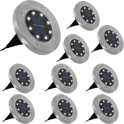 Set Mit 10 Solar-led-scheiben-gartenstrahlern Zum Bepflanzen