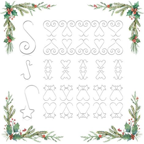 60 Stück Weihnachtskugelhaken, Weihnachtsbaumhaken, Weihnachtsschmuckhaken Zum Aufhängen Von Weihnachtsbaumschmuck, Weihnachtskugeln, Weihnachtsstrümpfen, S- Und Sternformen