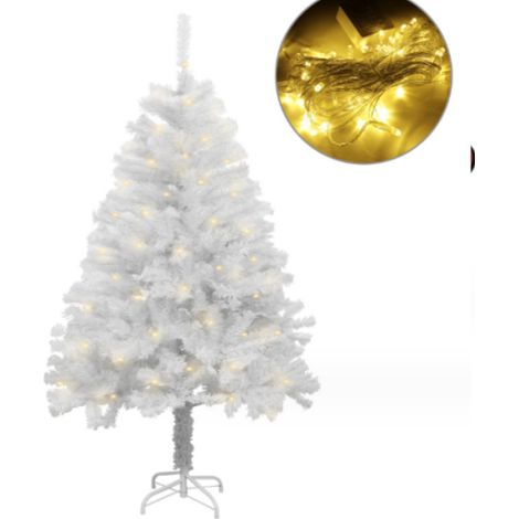 45 Cm Hoher, Künstlicher, Weißer Weihnachtsbaum Mit Beleuchtung, Hochwertiger, Klappbarer Kanadischer Weihnachtsbaum, Leicht, Einfach Aufzubauen, Mit Metallständer
