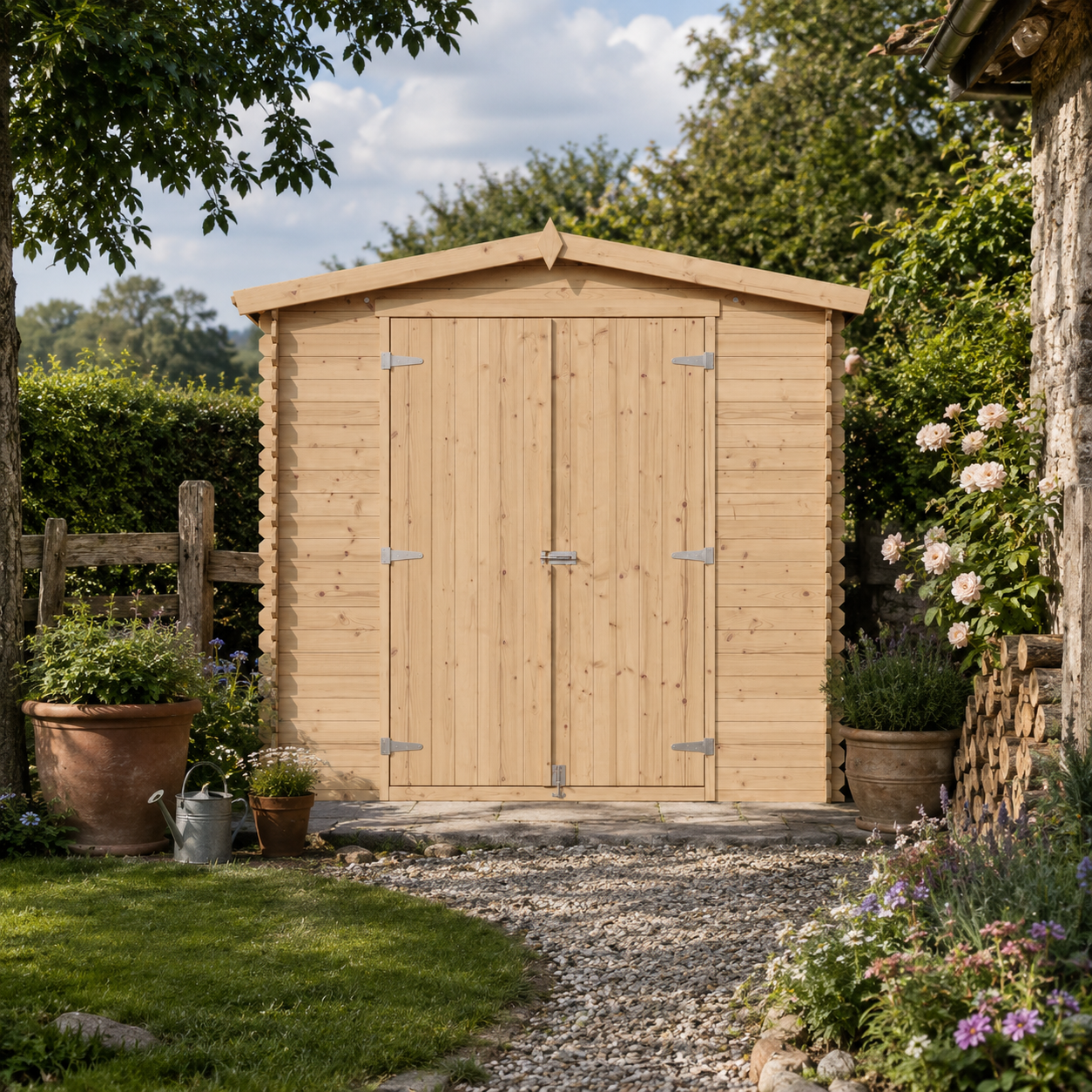 Timbela M369c1+m369g Caseta De Jardín Exterior De Madera 4.33 M², Cobertizo De Jardín Exterior Para Bicicletas Y Herramientas, Caseta De Almacenamiento Con Paredes De 19 Mm Y Suelo Impregnado