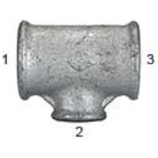 T-Stück 130, I/I/I, Rp 1.1/2", T-Abzweig Rp 3/8", Temperguss schwarz