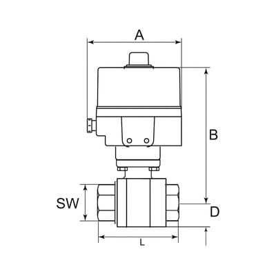 2-Wege-Messingkugelhahn, elektrischer Stellantrieb, 24 V DC, Rp 3/4