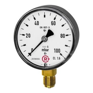 Kapselfedermanometer, G 1/4" radial unten, 0-100 mbar, Ø 63