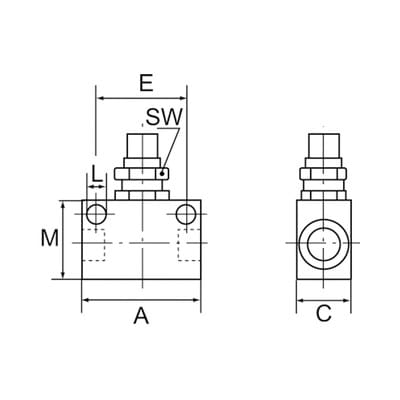 Drosselventil, Blockform, Edelstahl 1.4404, G 1/4", PN max. 10 bar