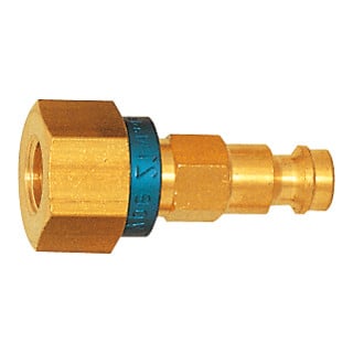 Unverwechselbarer Nippel NW 5, Messing blank, G 1/4" I, braun