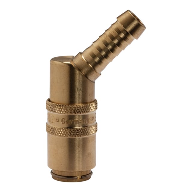 Temperierkupplung DN 6, Zapfen 9mm, Schlauchtülle 45°