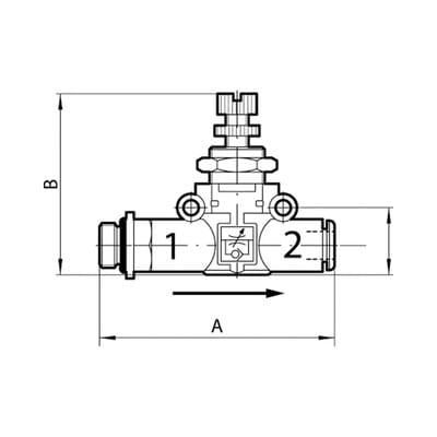 Drosselrückschlagventil einseitig, Gewinde-Schlauch, G 1/4", Schlauch -Ø 6