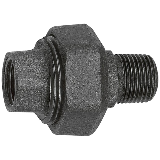 Verschraubung 331, flachdichtend, R 1/2", Rp 1/2", Temperguss schwarz