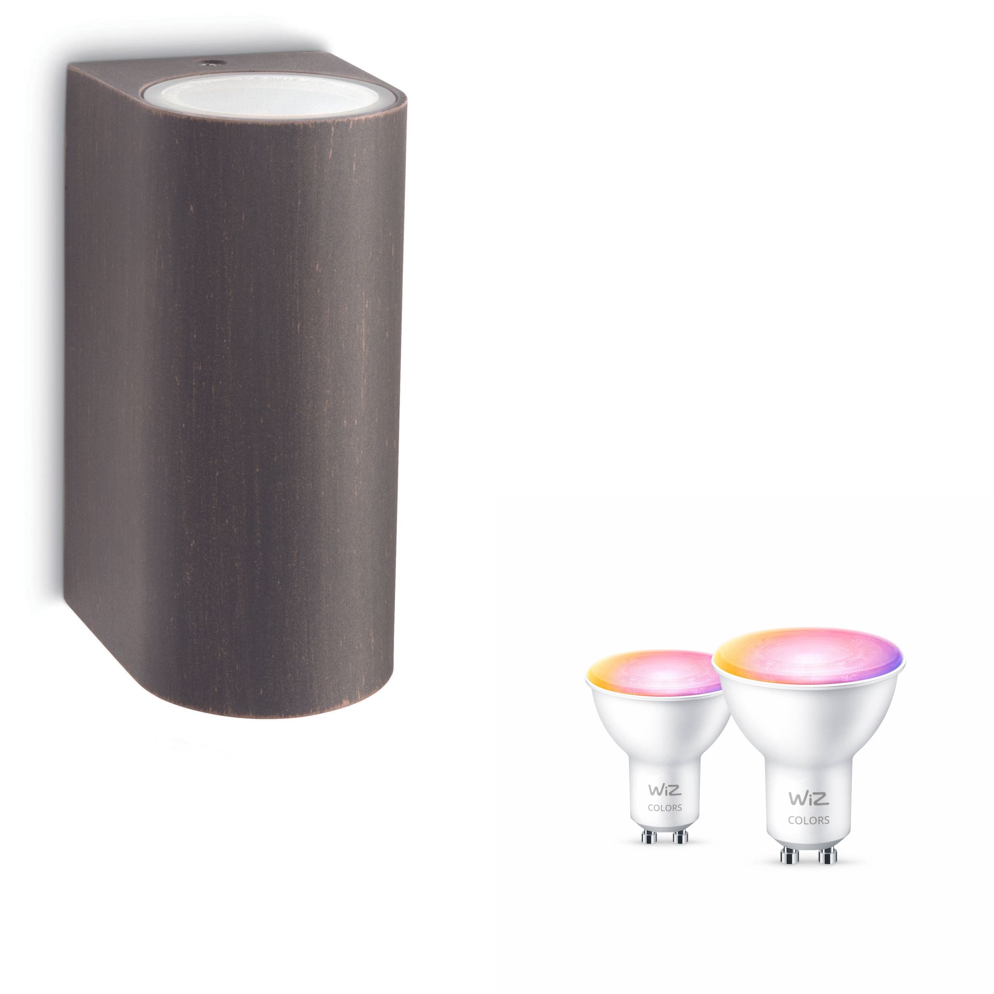 Wiz Nightingale Wandleuchte Außen Up & Down Gu10 (rostbraun) Weißes Und Farbiges Licht - Steuerbar Über Wlan
