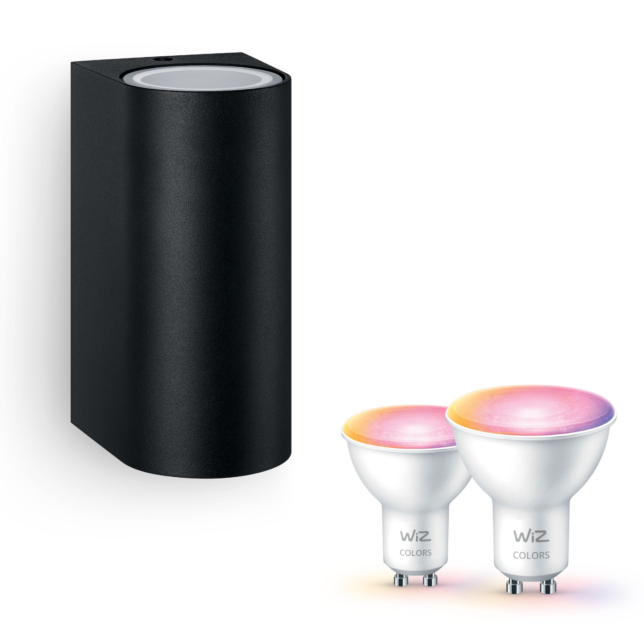 Wiz Nightingale Wandleuchte Außen Up & Down Gu10 (schwarz) Weißes Und Farbiges Licht - Steuerbar Über Wlan