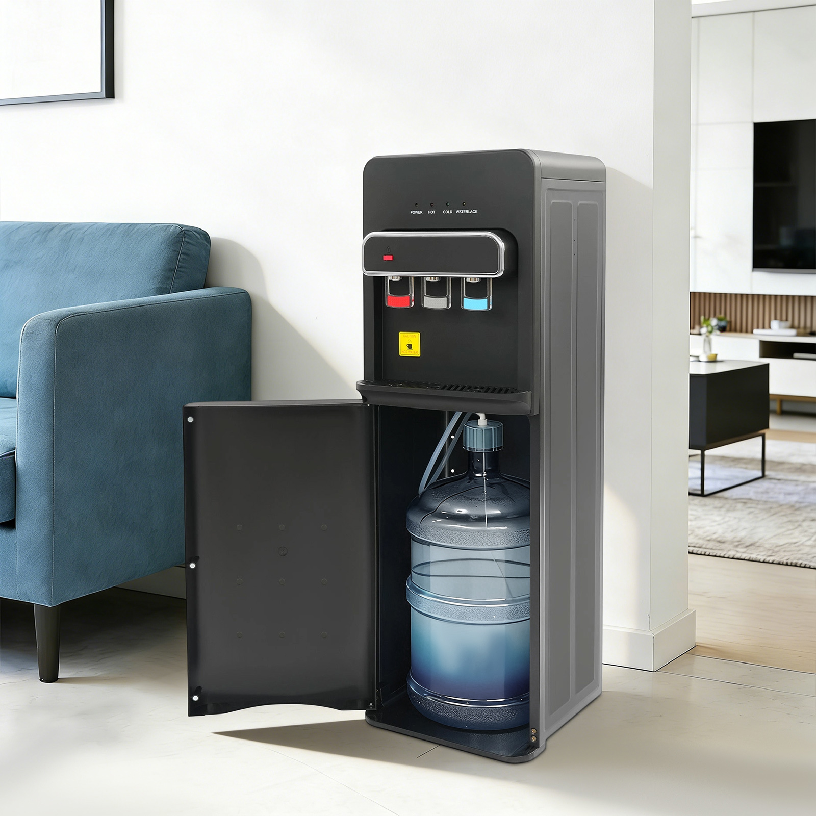 Yissale - Werkzeug - Elektrischer Wasserspender Mit 19-liter-fassungsvermögen (warm- Und Kaltwasser), Standmodell, Mit Unten Angeordnetem Tank Und Befüllung Von Unten, Schwarz