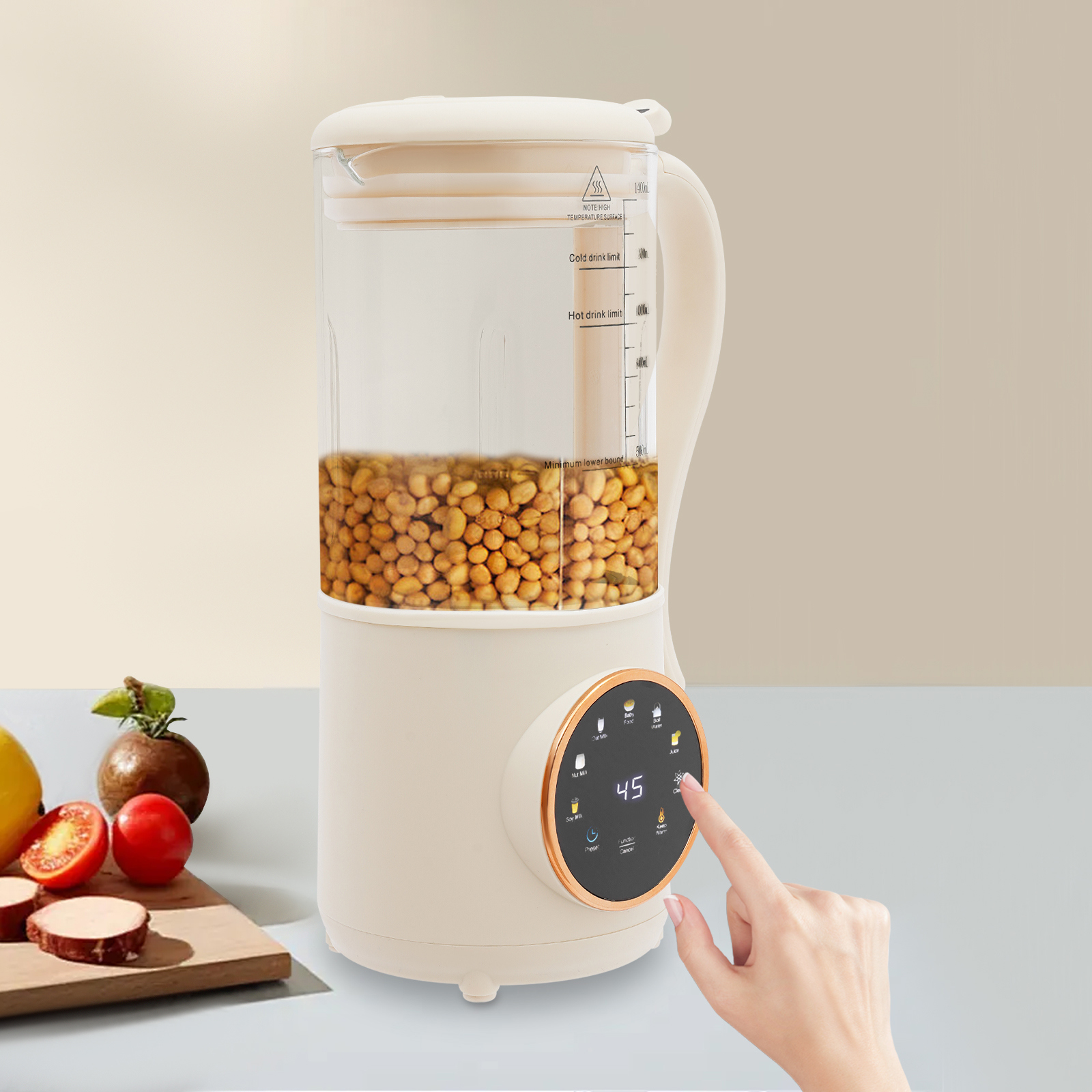 Yissale - Werkzeug - Nussmilchmaschine 1,4 Liter/0,31 Gallonen, Multifunktionale Sojamilchmaschine, Zentrifuge, Sojamilchmaschine, Ausgestattet Mit 16 Klingen.