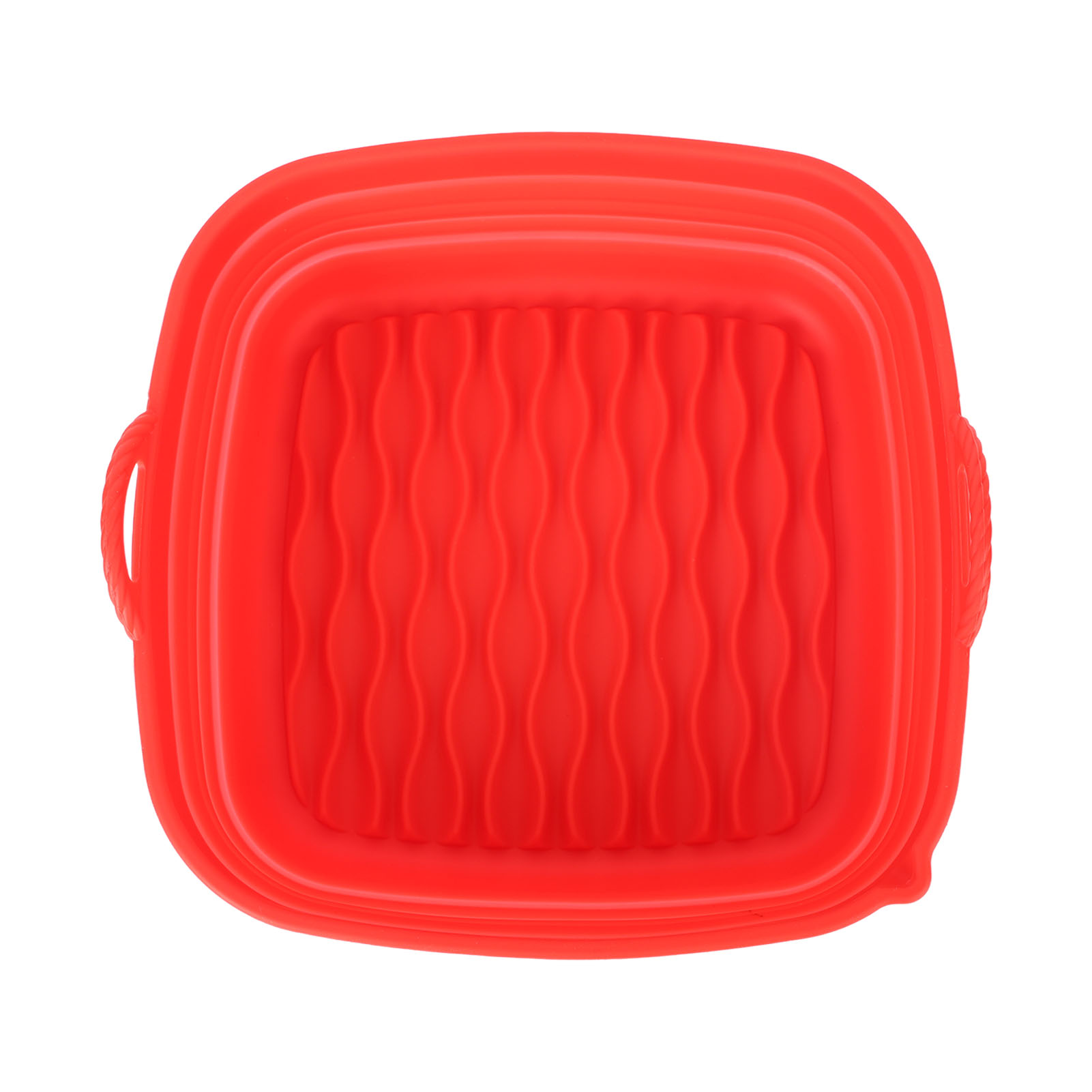Wiederverwendbare Frittierkörbe Aus Silikon Mit Wellenmuster, Quadratisch, Für Zuhause, Zum Backen, Campen Und Grillen, Rot
