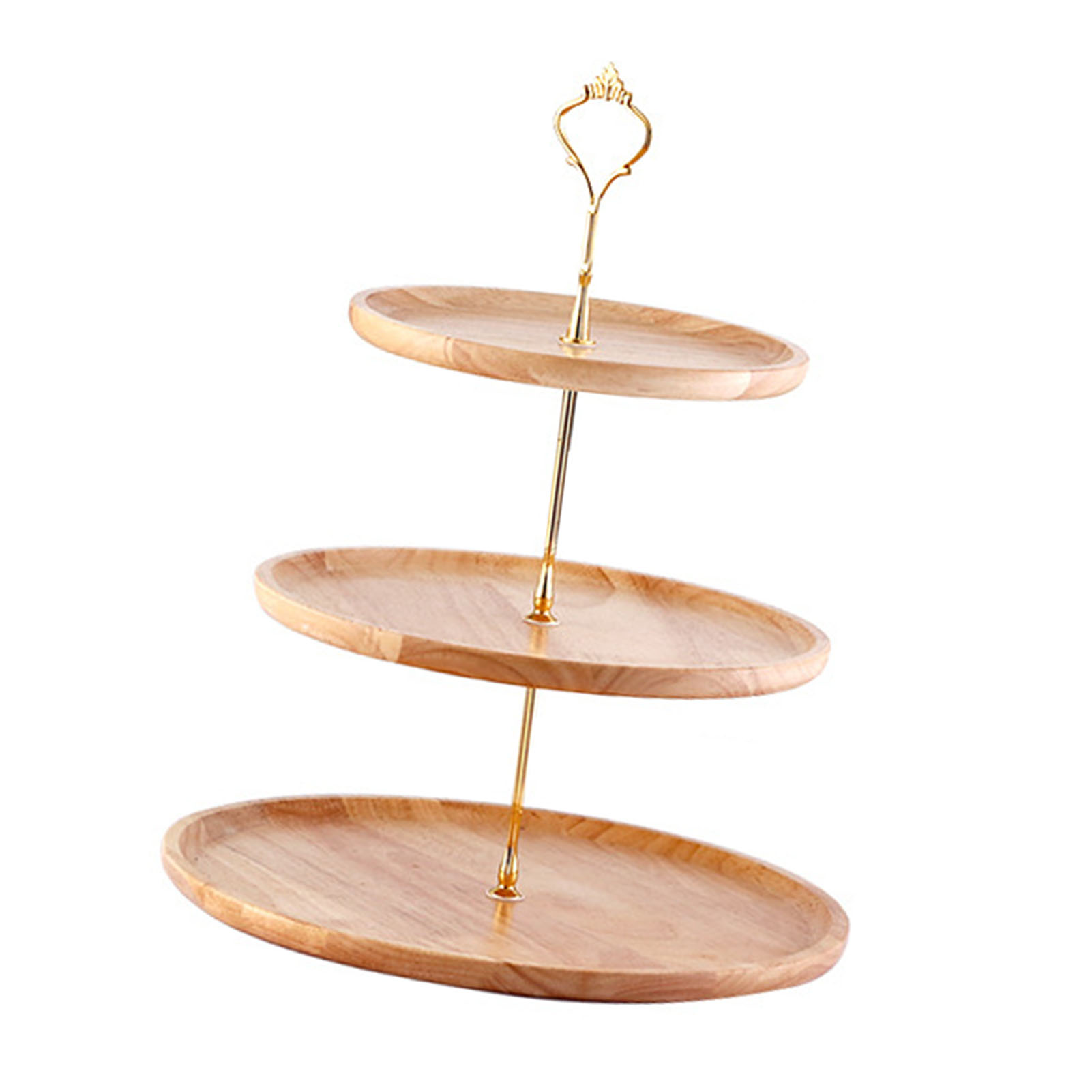 Obstteller Aus Holz, Natürlich Strukturiert, Schlicht, Elegant, Robust Und Langlebig, Servierplatte Für Speisen, Kuchen Und Obst, 20+25+30 Cm, Dreistöckig