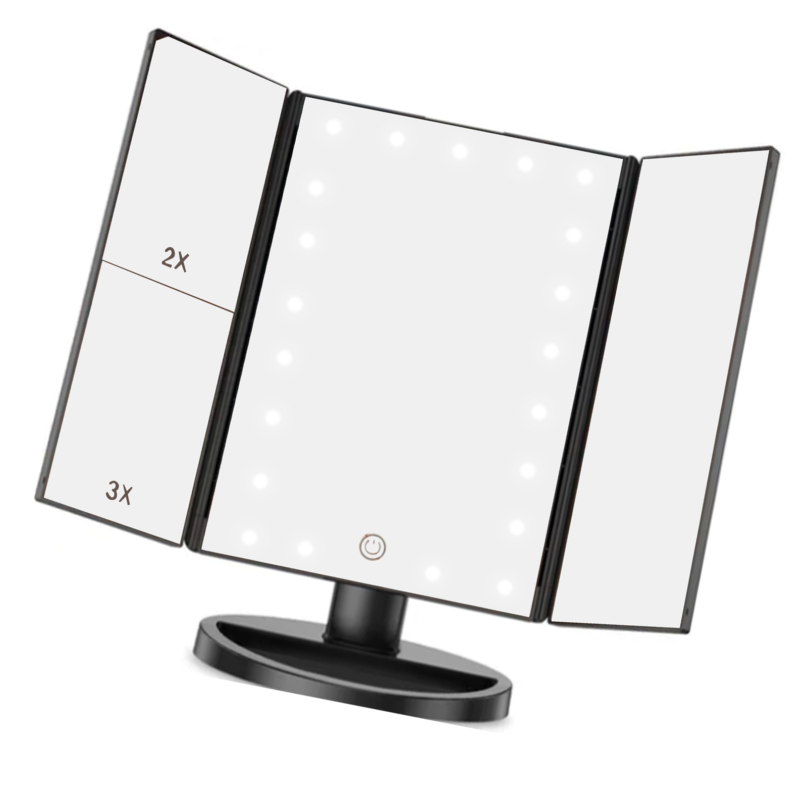 Led-schminkspiegel, Dreifach Faltbar, Usb-anschluss, Schwarz, Inklusive Datenkabel, Kleiner Schminkspiegel Für Schlafzimmer Und Tägliche Nutzung