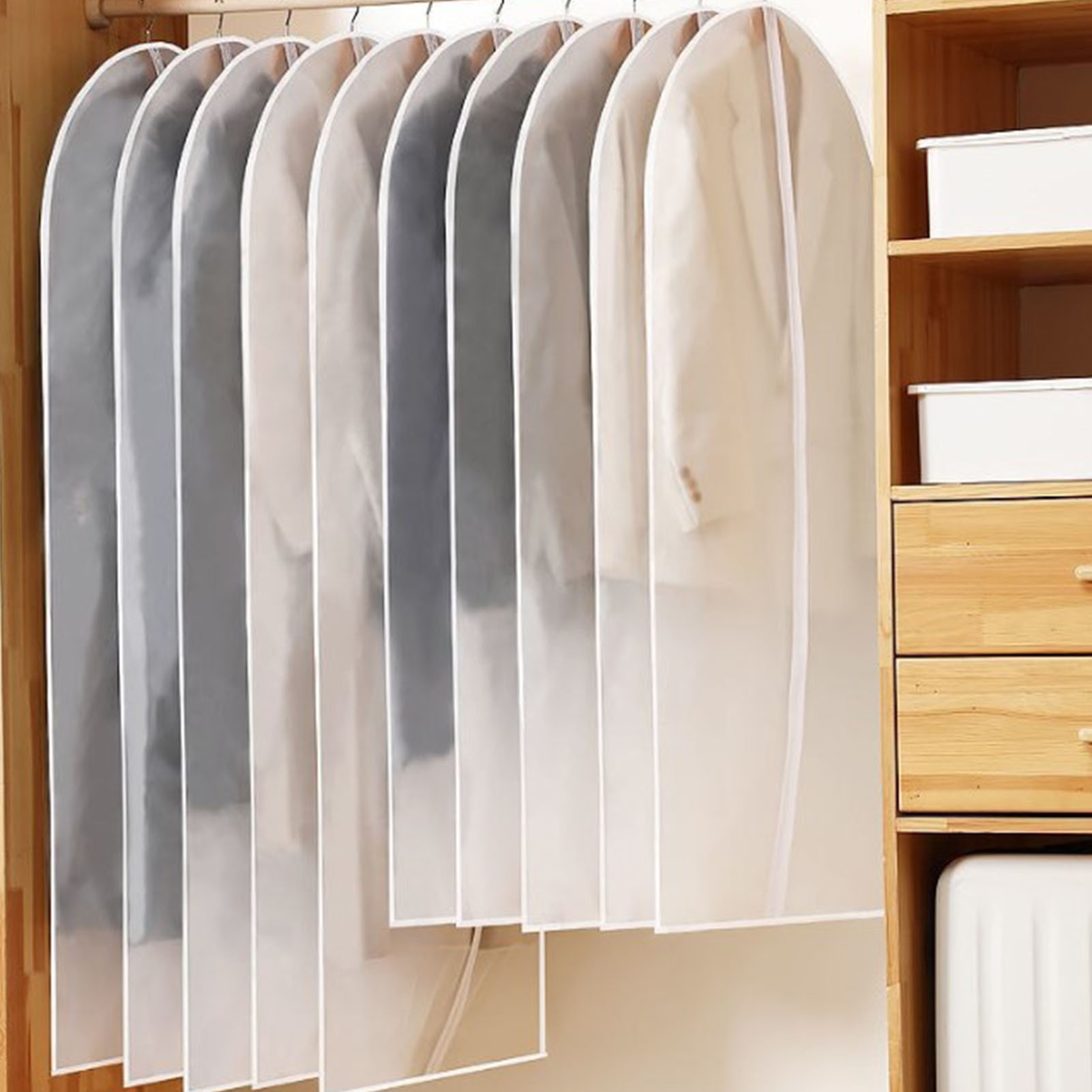 10 Stück Große, Staubdichte, Leichte, Durchscheinende Staubschutzbeutel Für Kleidung Wie Pullover, Anzüge, Mäntel Und Daunenjacken