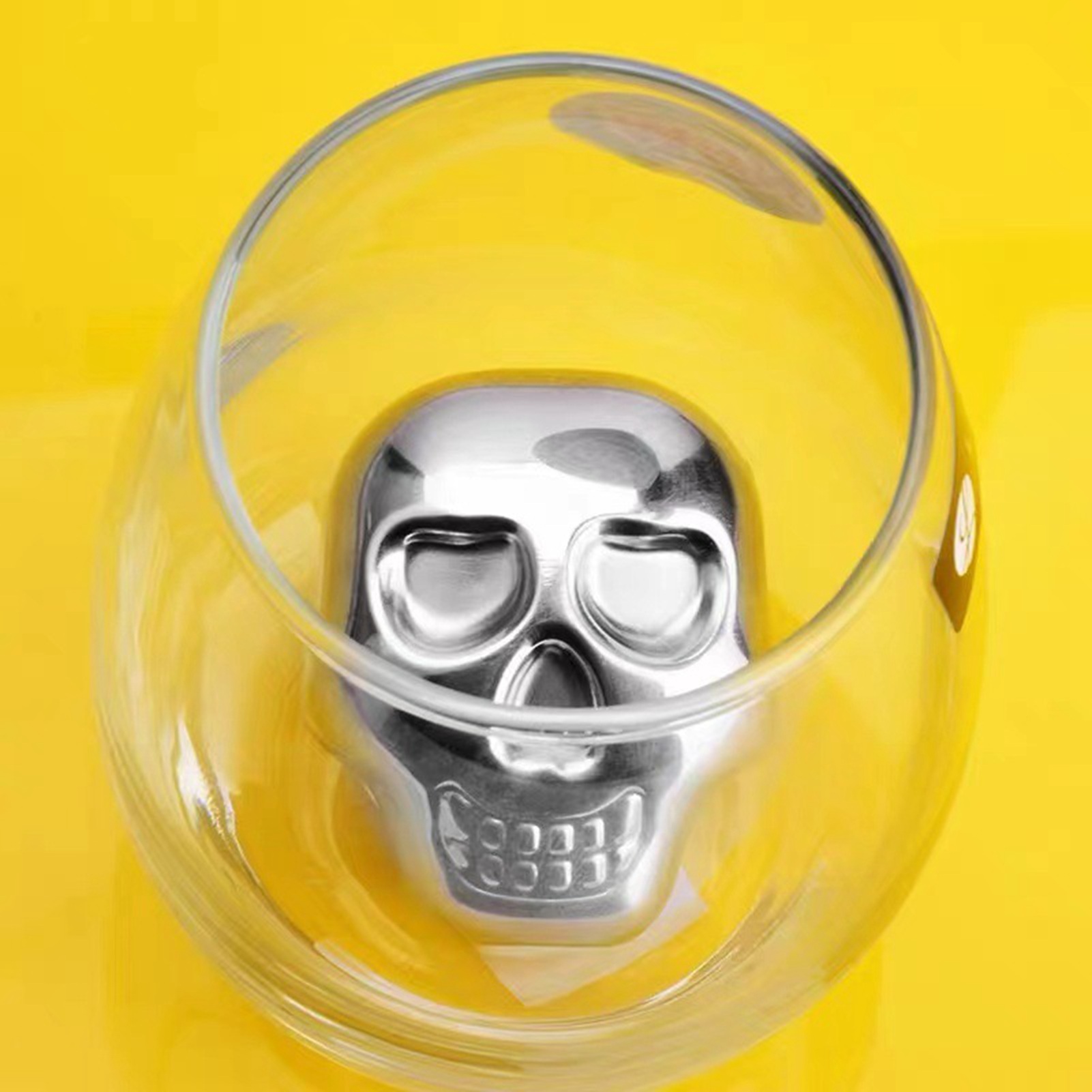 4 Stück Edelstahl-totenkopf-eiswürfel Mit Silikon-eisklammer, Edelstahl-eiswürfel Zum Kühlen Von Wein Und Getränken