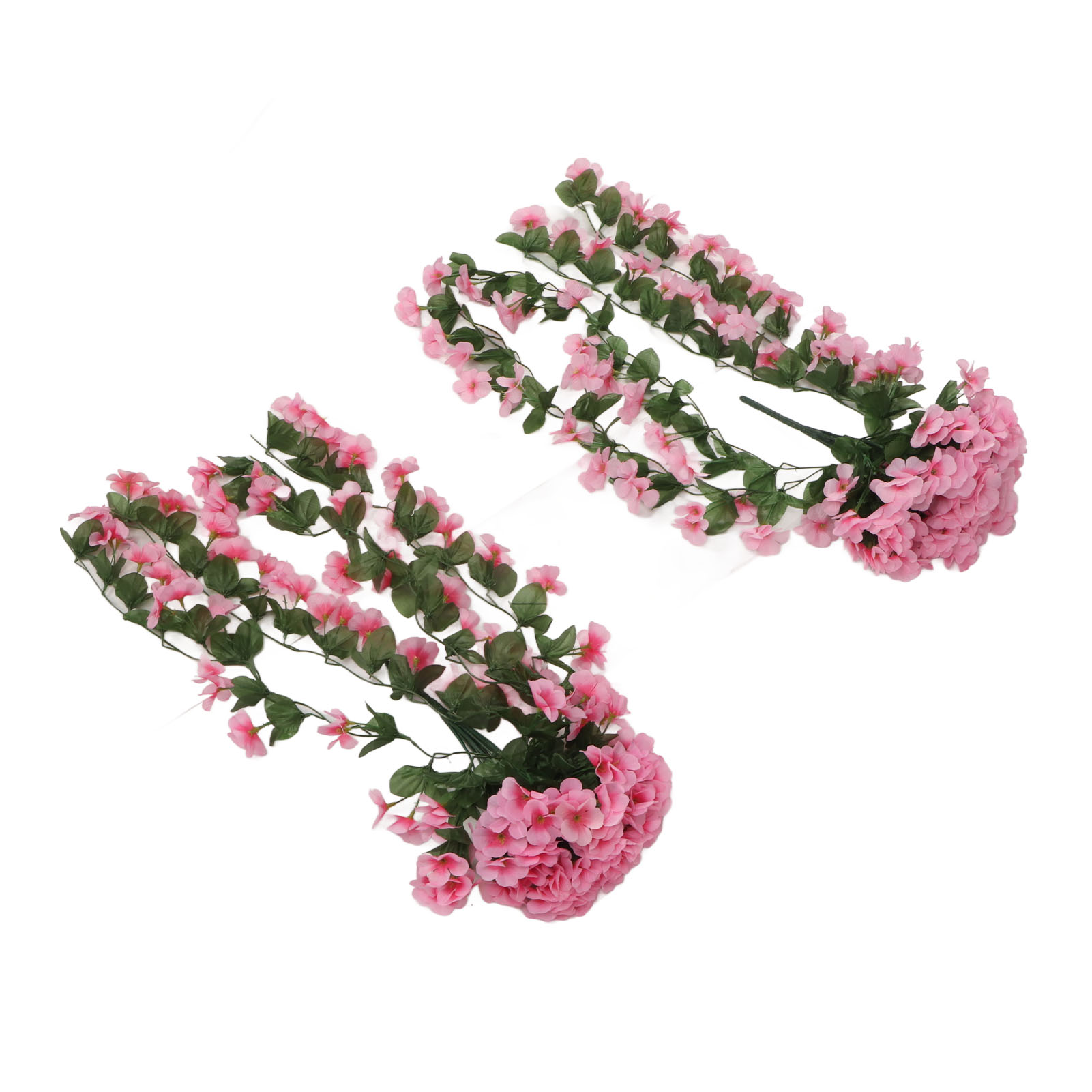2 Künstliche Violette Hängeblumen, Künstliche Kunststoffpflanzen Zur Dekoration Von Garten, Terrasse, Veranda, Außenbereich, Rosa