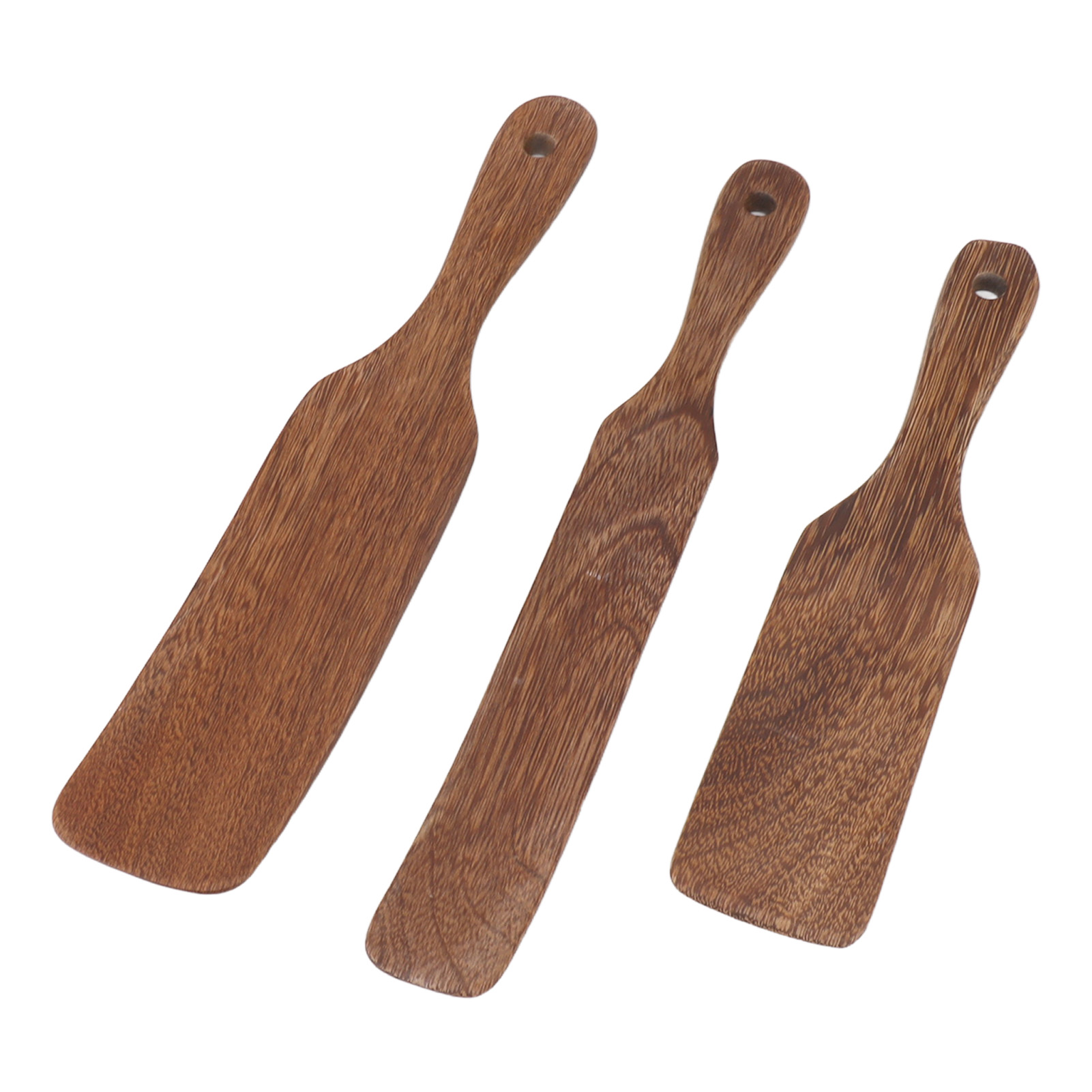 3-teiliges Set Holzspatel Mit Breitem Schaufelkopf, Rutschfest, Aus Teakholz, Ideal Für Steak, Pizza, Milch Und Salat