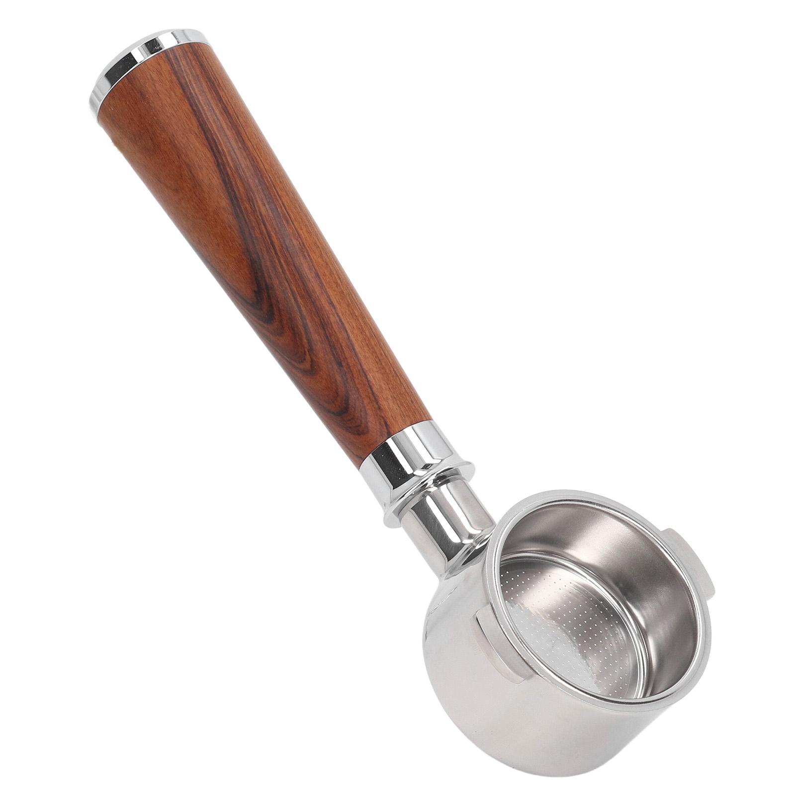 51-mm-siebträger Mit 2 Ohren, Bodenlosem Griff, Edelstahl Für Delonghi Eco310, Thailändisches Rosenholz
