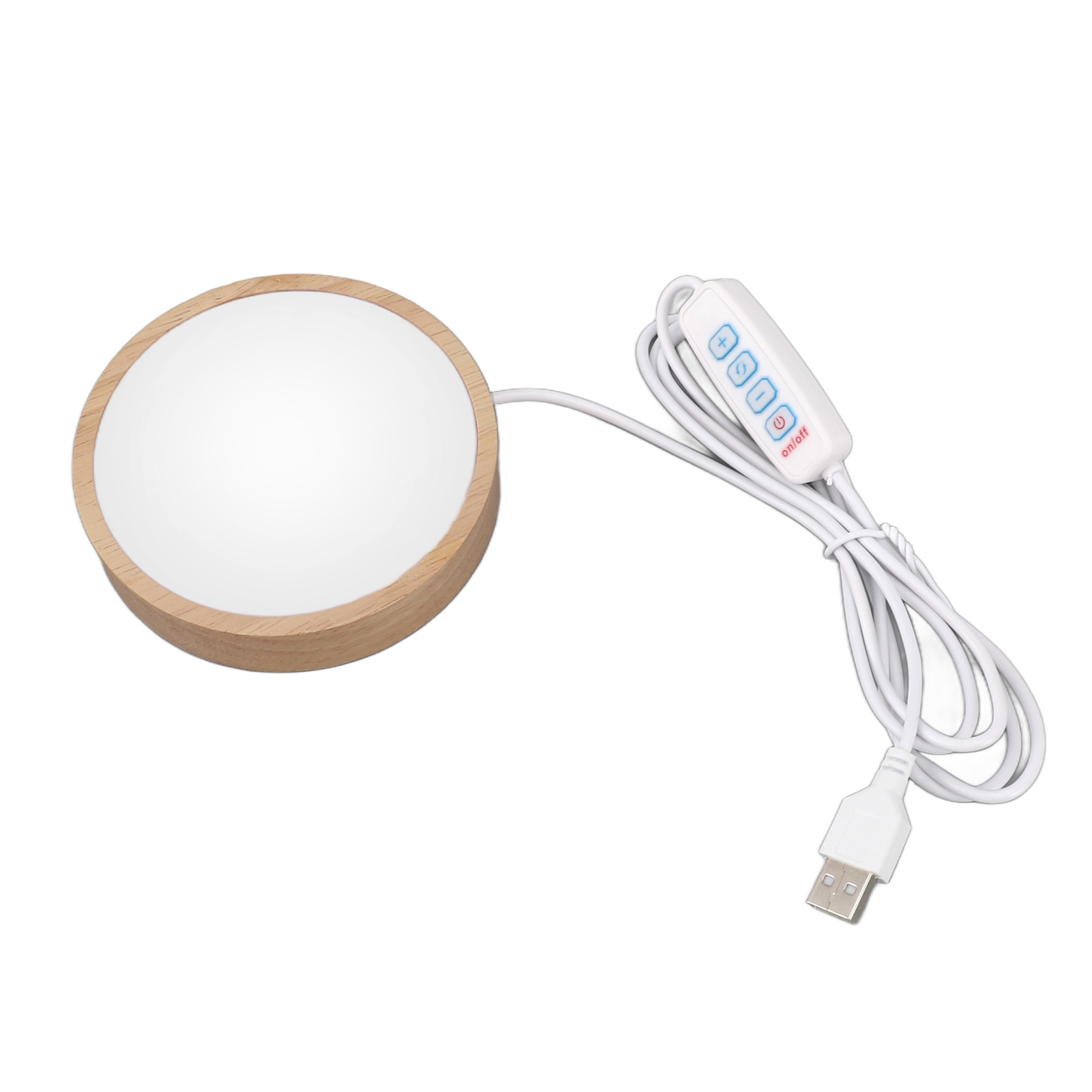 Runder, Beleuchteter Holzsockel Mit Usb-anschluss, 3 Farbtemperaturen, 10 Helligkeitsstufen, Led-anzeigeplatte Für Glas- Und Kristallkunst