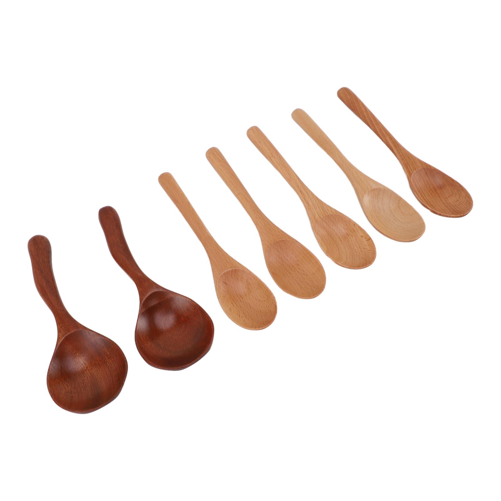 7-teiliges Set Holzlöffel Aus Massivem, Natürlichem Holz, Leicht Zu Reinigen, Küchenlöffel Zum Servieren, Kochen, Mischen Und Rühren