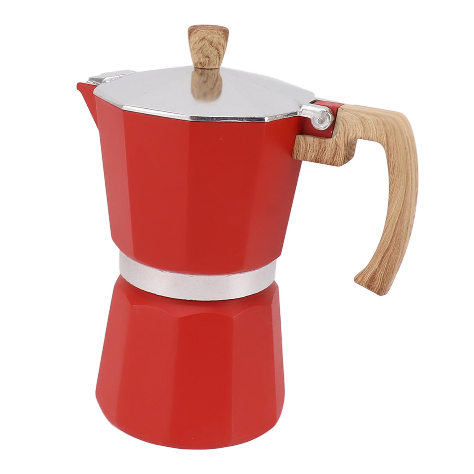 Moka-kanne Aus Aluminiumlegierung, Schnell Aufheizend, Komfortabler Griff, Achteckig, Für Gas- Und Elektroherde, Rot, 150 Ml